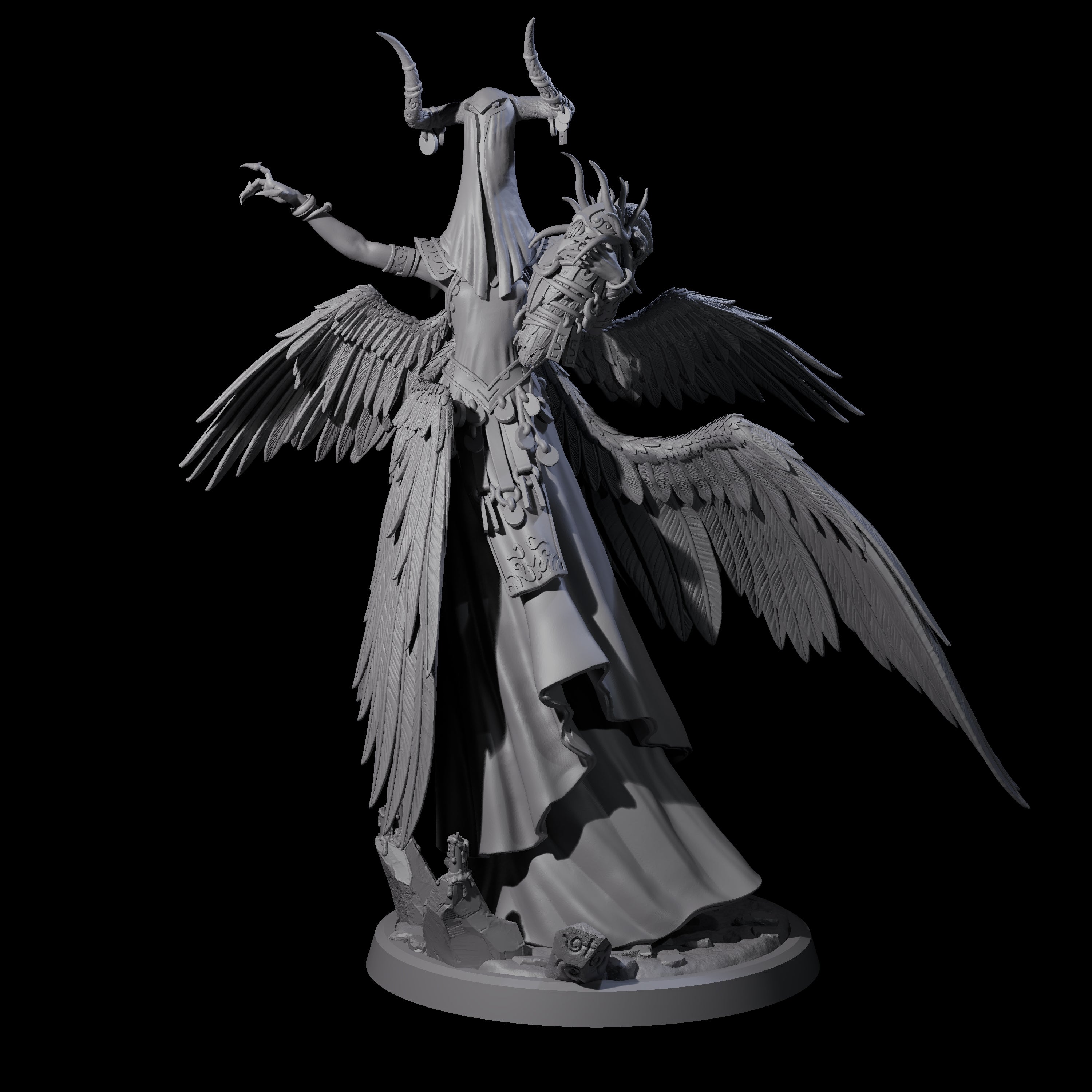 Flowing Owl Worshipping Cultist B Miniature for Dungeons and Dragons, Pathfinder or other TTRPGs
