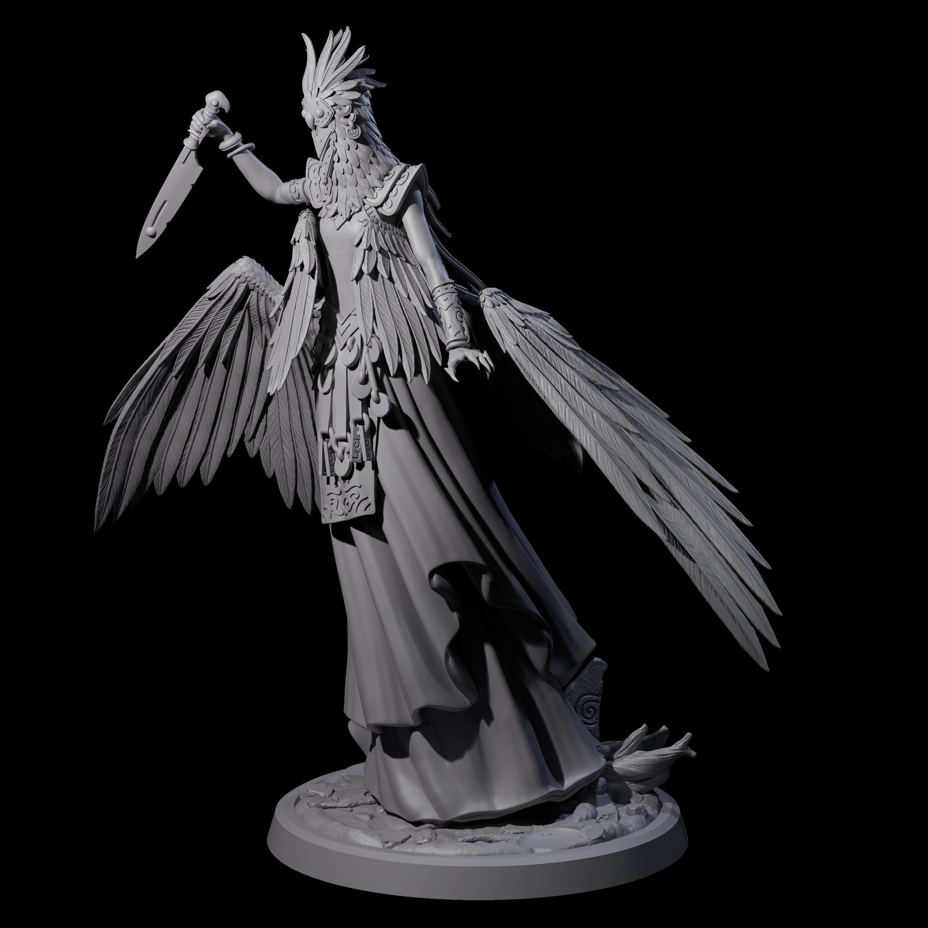 Flowing Owl Worshipping Cultist D Miniature for Dungeons and Dragons, Pathfinder or other TTRPGs