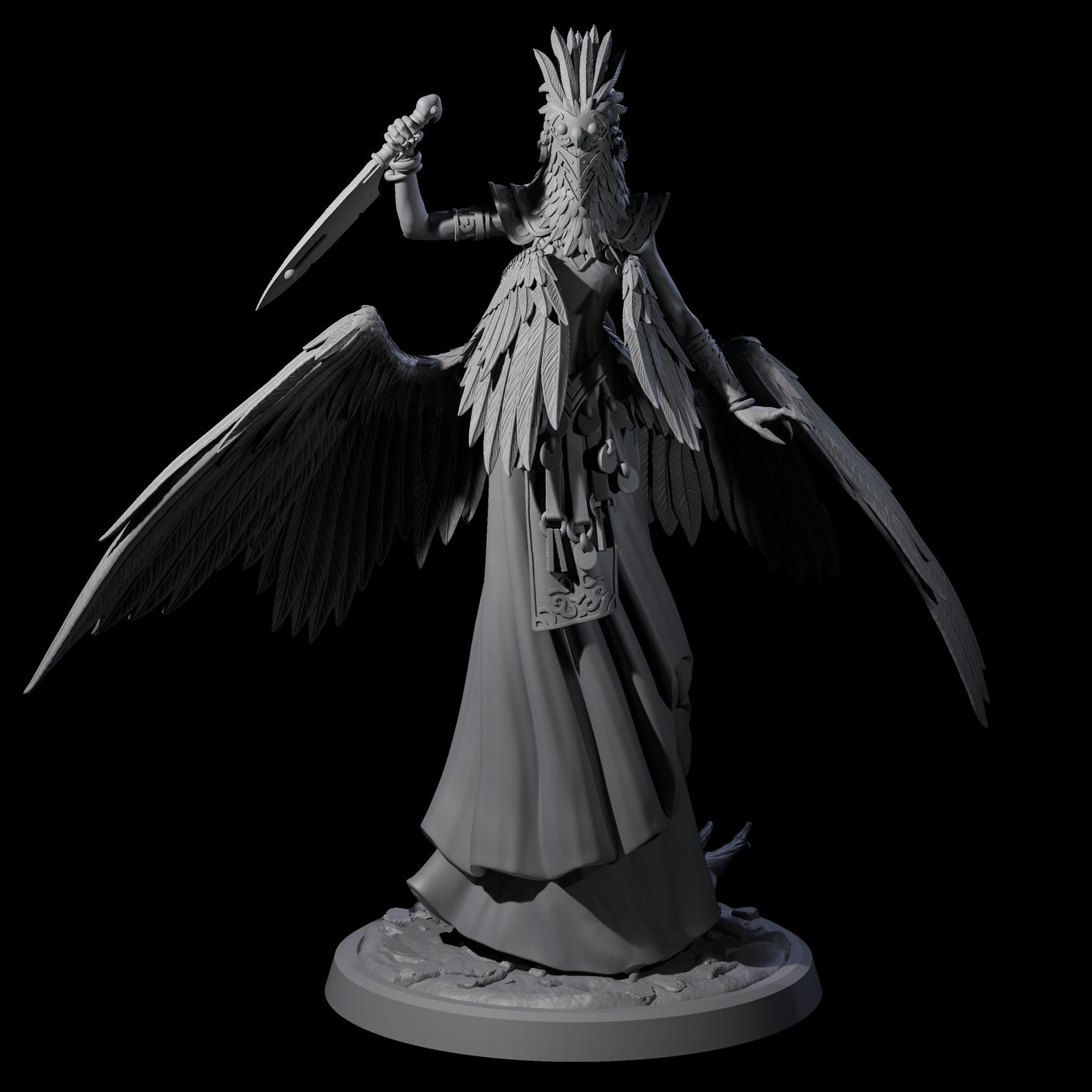Flowing Owl Worshipping Cultist D Miniature for Dungeons and Dragons, Pathfinder or other TTRPGs