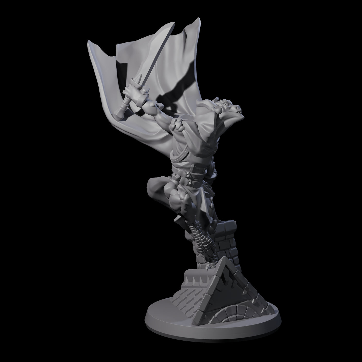 Fluttering Dragonborn Rogue Miniature for Dungeons and Dragons, Pathfinder or other TTRPGs