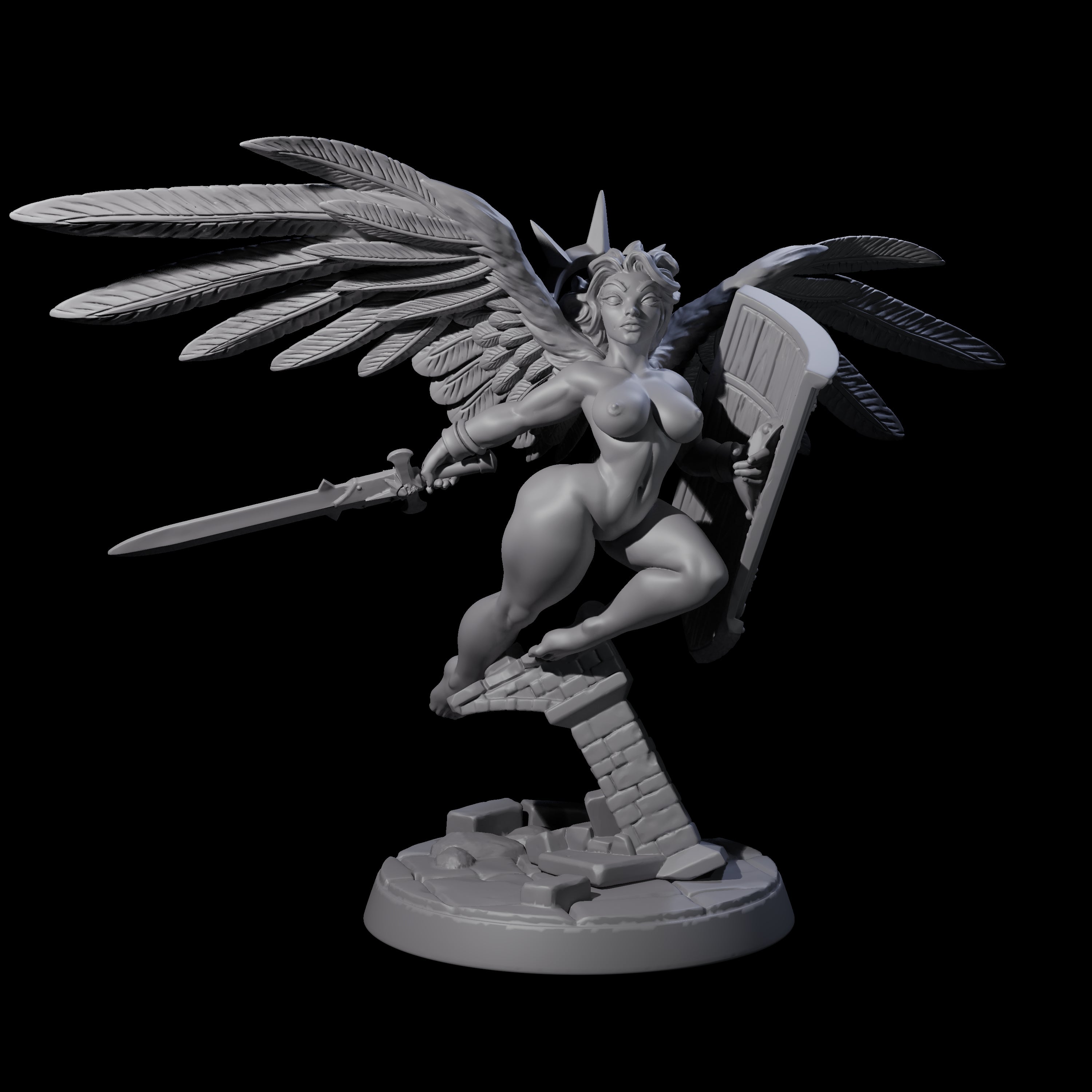 Flying Celestial Pin-up Miniature for Dungeons and Dragons, Pathfinder or other TTRPGs