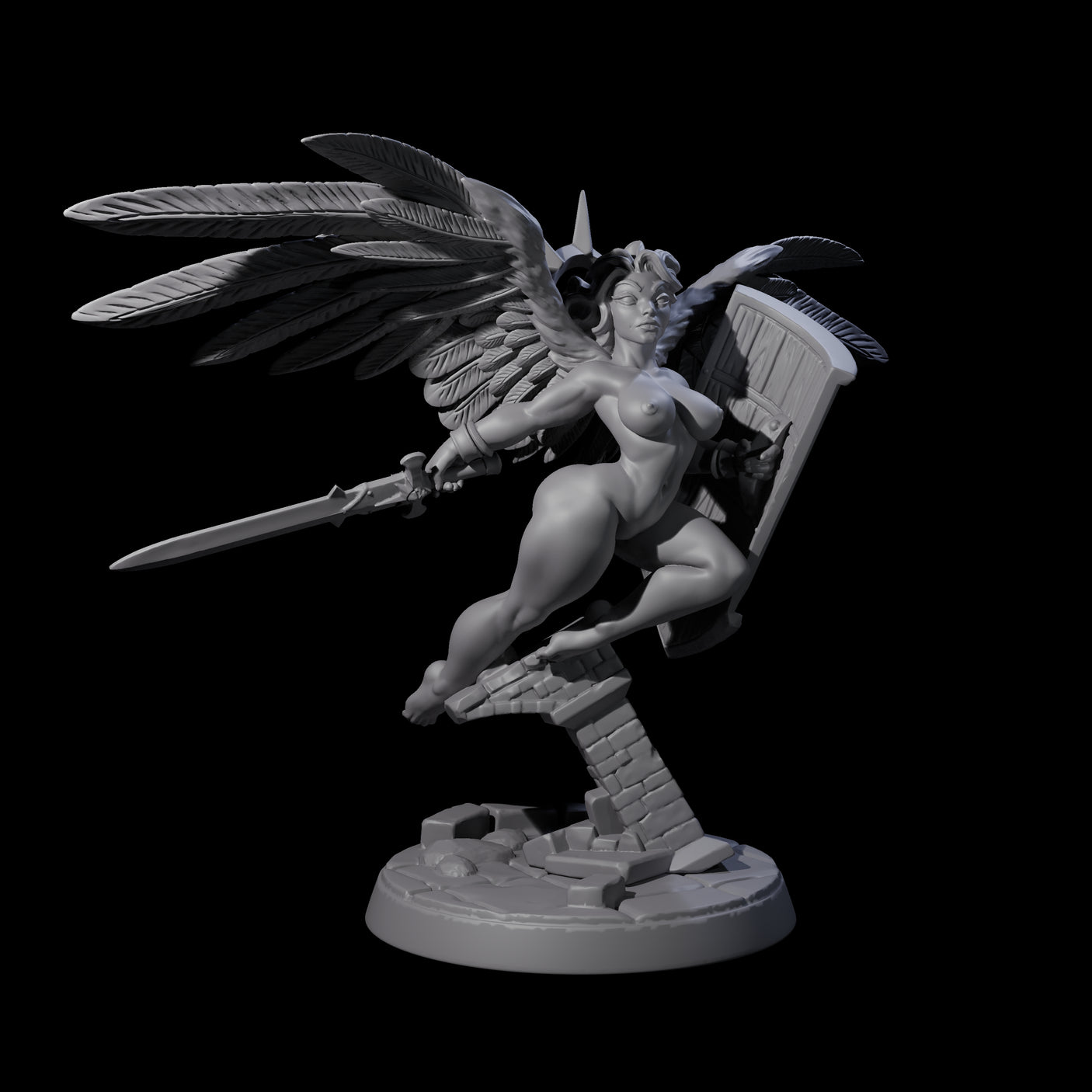 Flying Celestial Pin-up Miniature for Dungeons and Dragons, Pathfinder or other TTRPGs