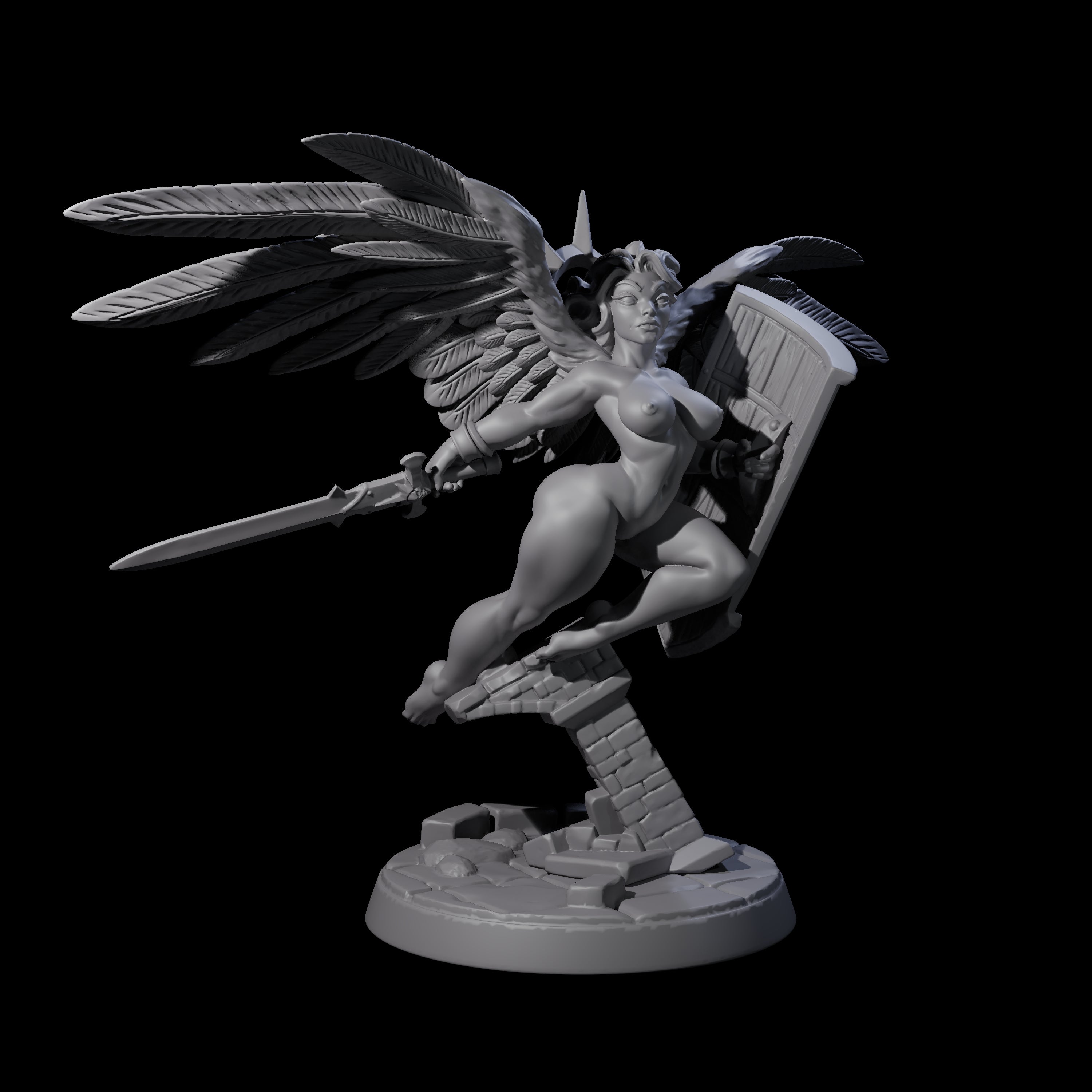 Flying Celestial Pin-up Miniature for Dungeons and Dragons, Pathfinder or other TTRPGs