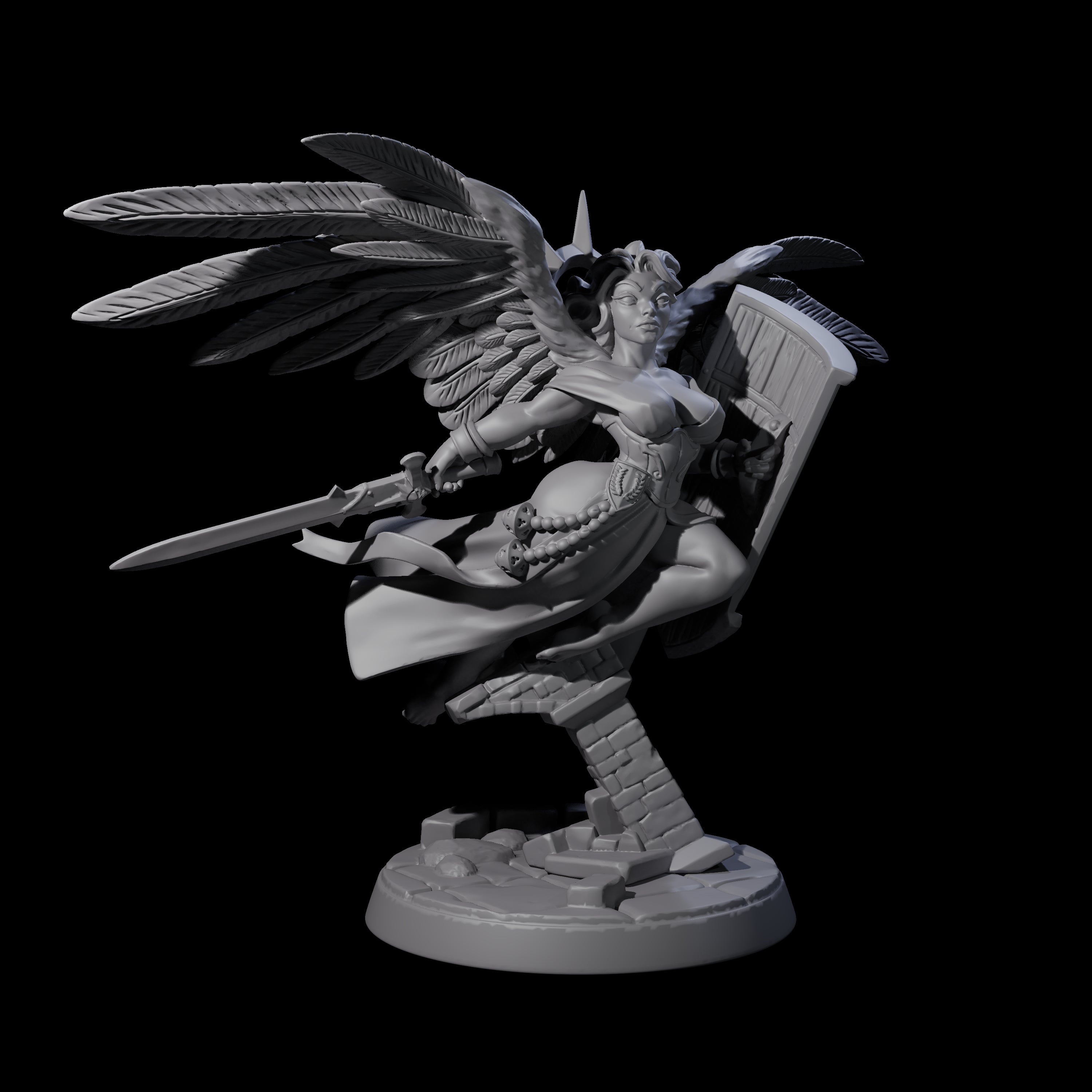 Flying Celestial Pin-up Miniature for Dungeons and Dragons, Pathfinder or other TTRPGs