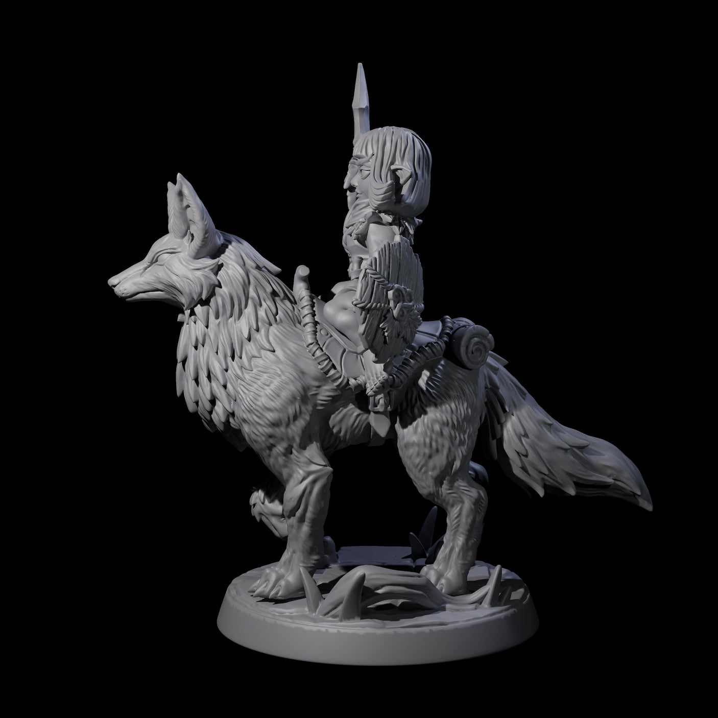 Forest Halfing Warrior Riding Fox C Miniature for Dungeons and Dragons, Pathfinder or other TTRPGs