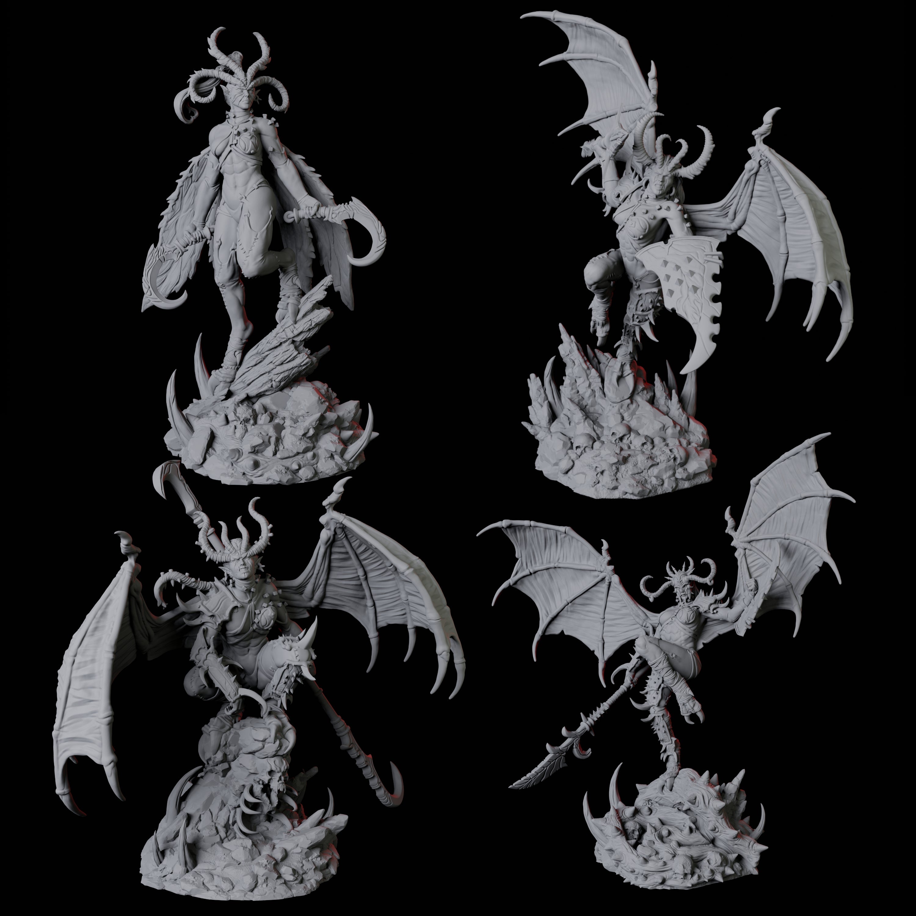 Four Advancing Erinys Miniature for Dungeons and Dragons, Pathfinder or other TTRPGs