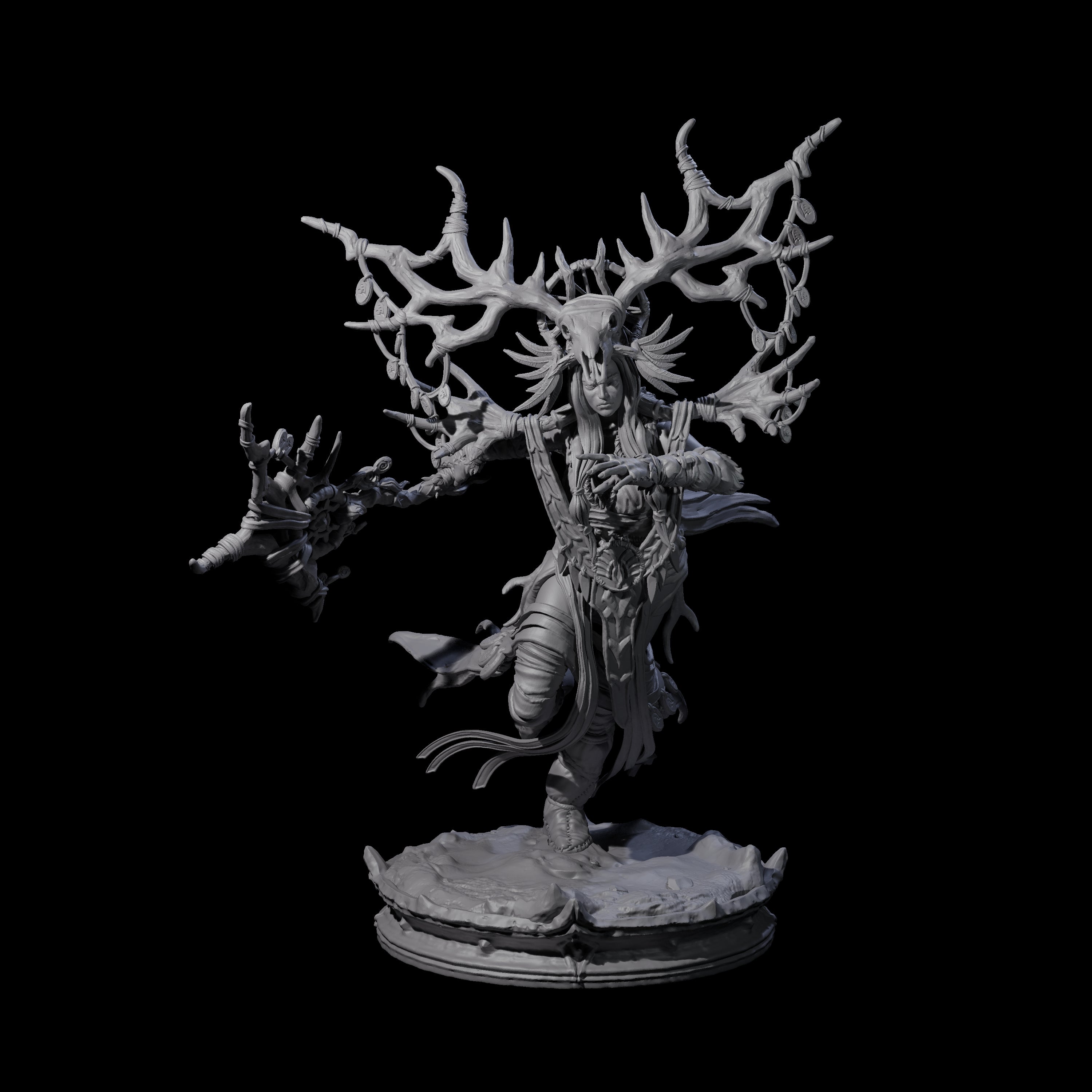 Four Ancient Dark Elf Druids of the Underdark Miniature for Dungeons and Dragons, Pathfinder or other TTRPGs