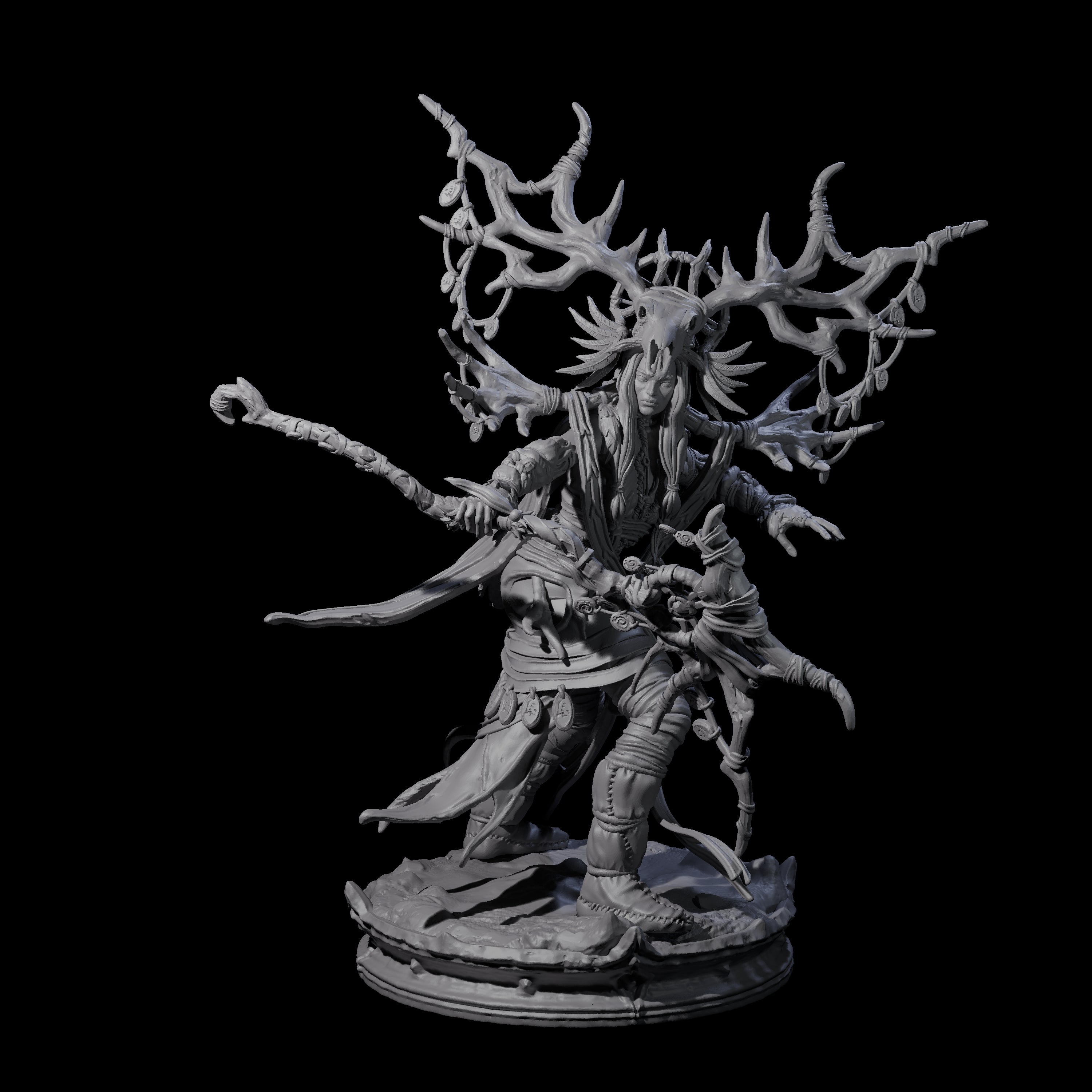 Four Ancient Dark Elf Druids of the Underdark Miniature for Dungeons and Dragons, Pathfinder or other TTRPGs