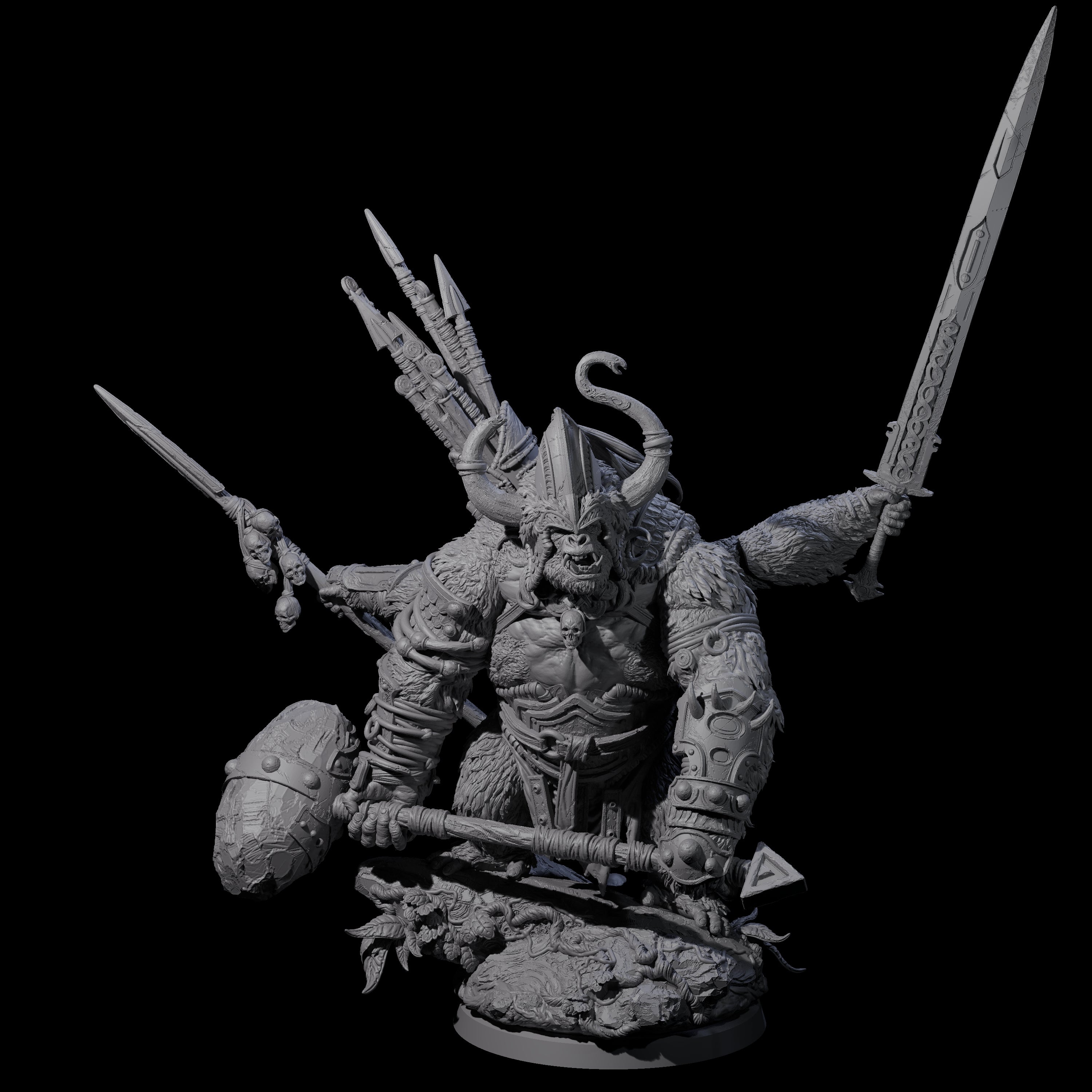 Four Armed Giant Ape Miniature for Dungeons and Dragons, Pathfinder or other TTRPGs