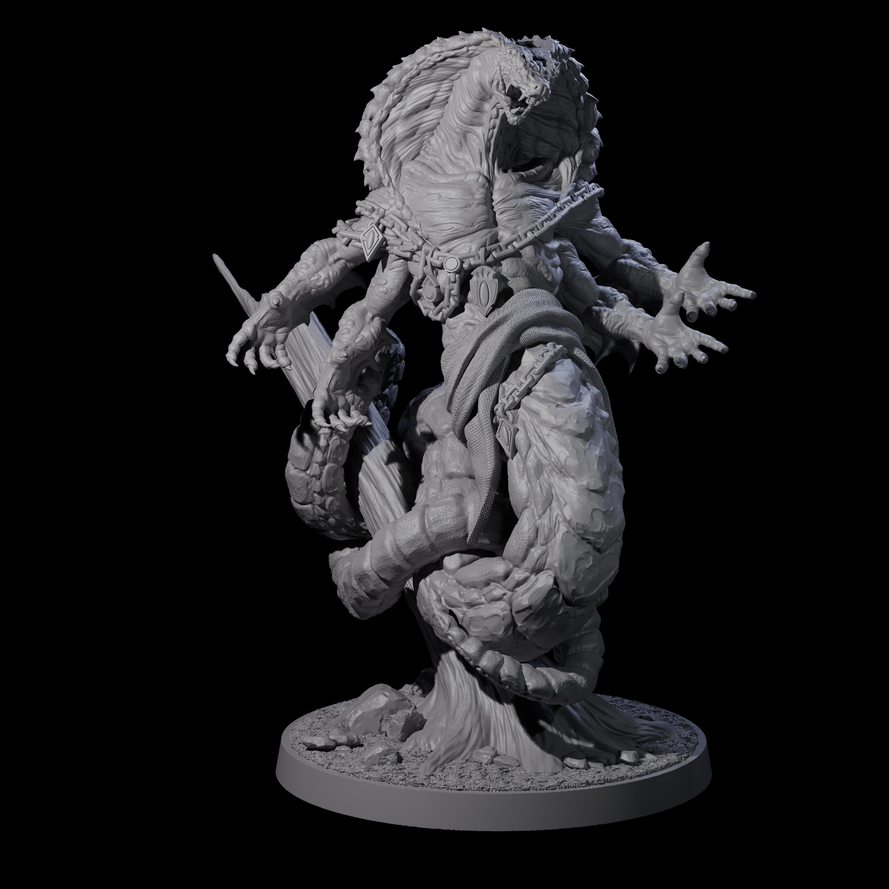 Four Armed Yuan-ti Abomination Miniature for Dungeons and Dragons, Pathfinder or other TTRPGs