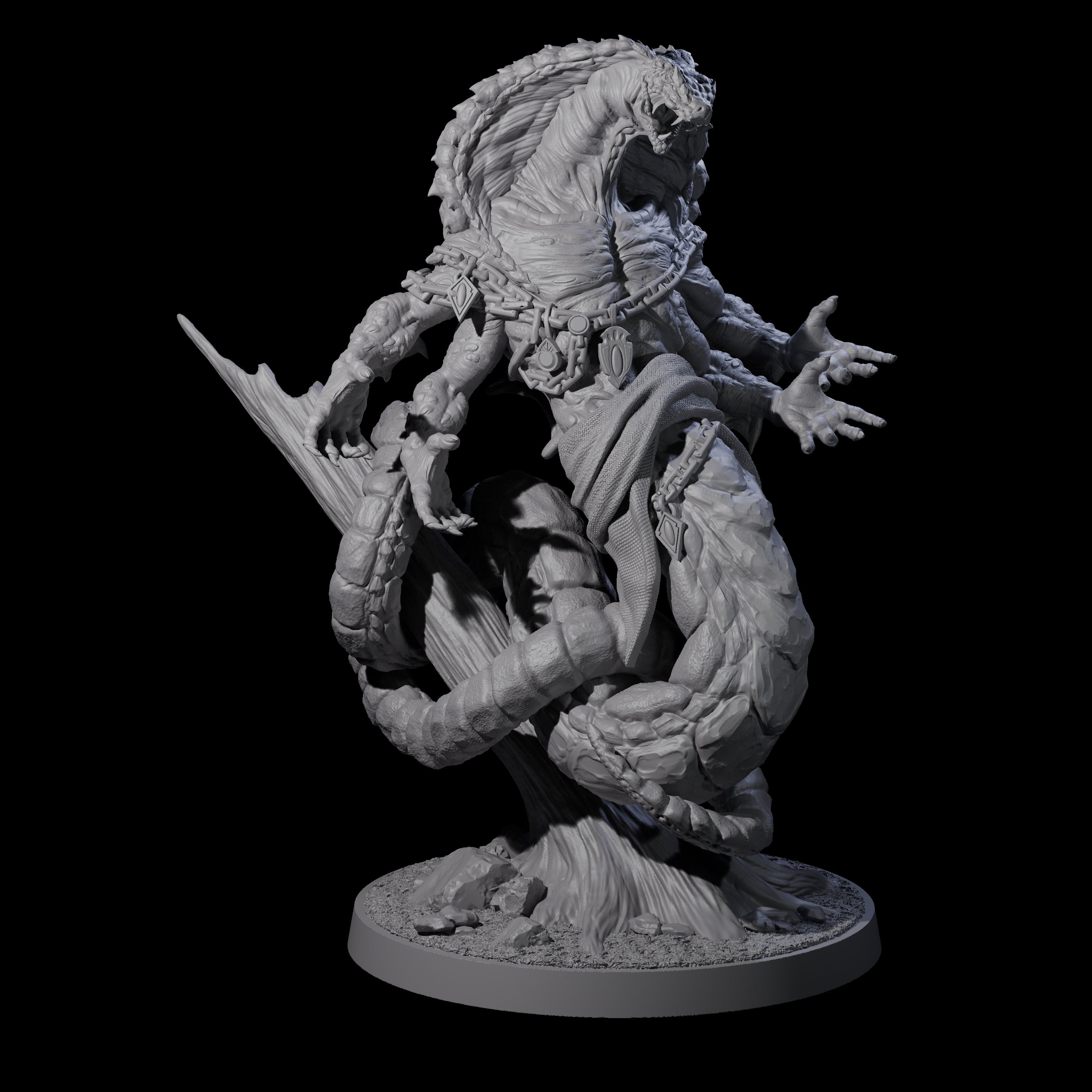 Four Armed Yuan-ti Abomination Miniature for Dungeons and Dragons, Pathfinder or other TTRPGs