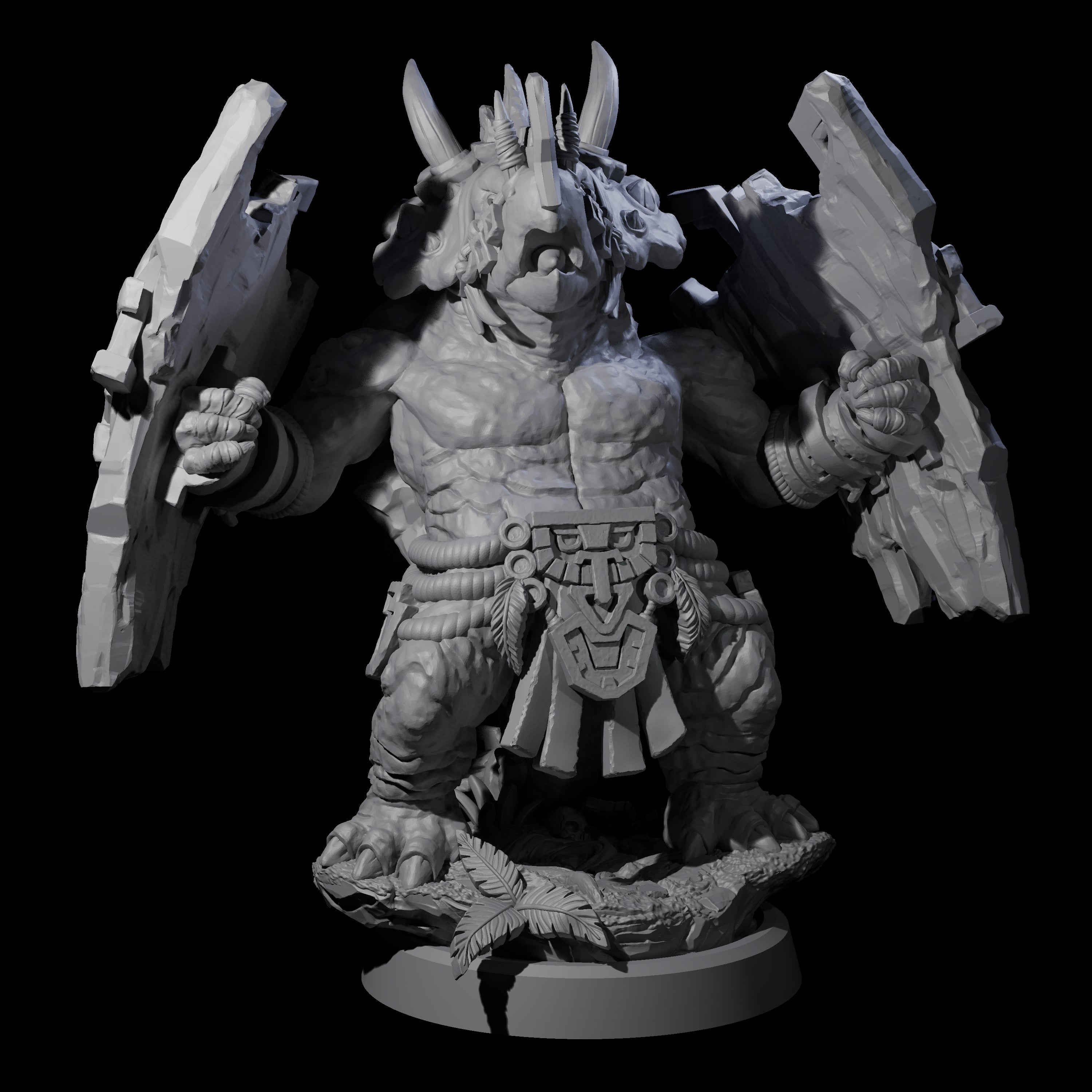 Four Armoured Triceratops Shield Fighters Miniature for Dungeons and Dragons, Pathfinder or other TTRPGs