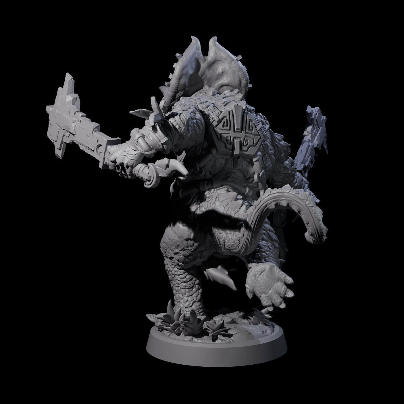 Four Attacking Triceratops Warriors Miniature for Dungeons and Dragons, Pathfinder or other TTRPGs