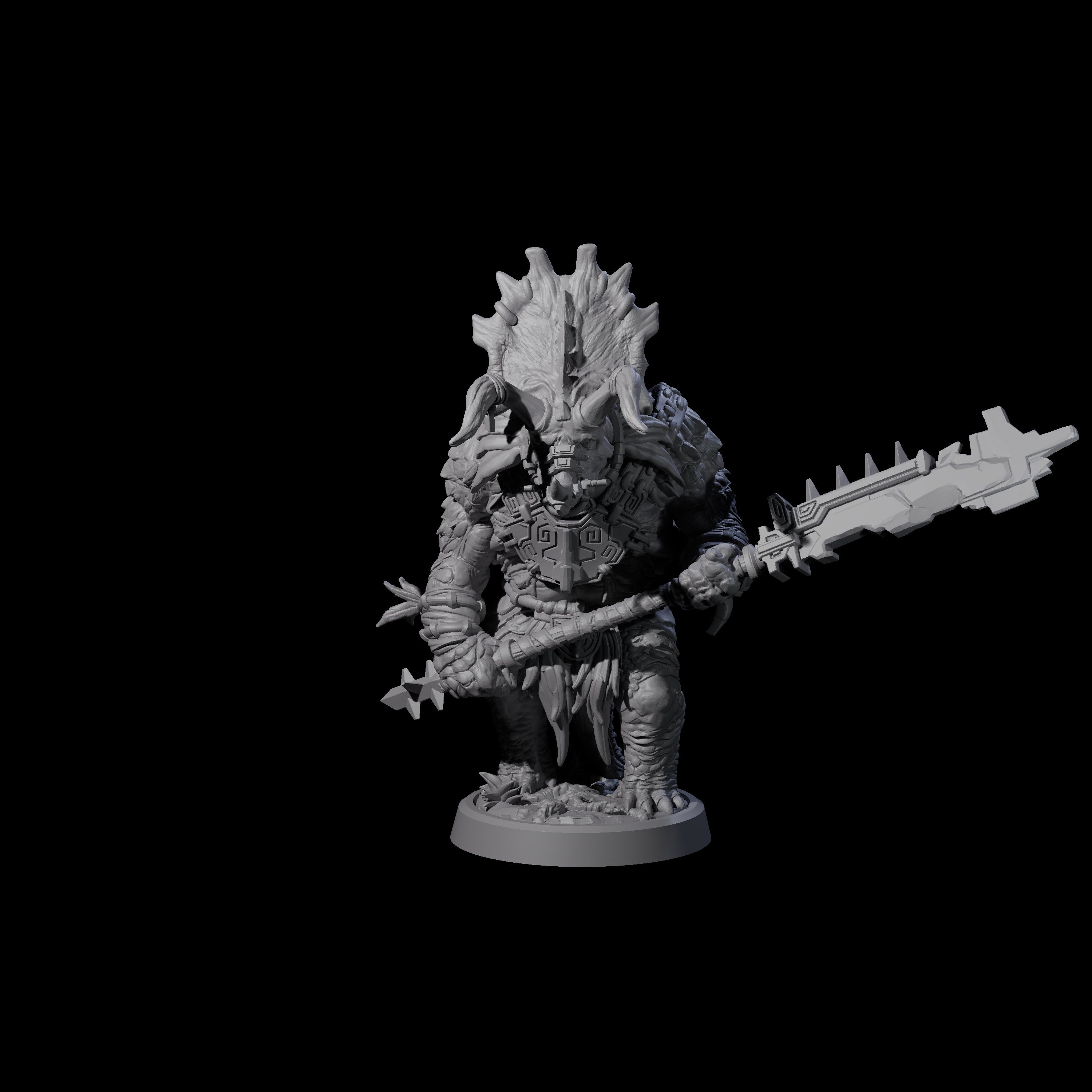Four Attacking Triceratops Warriors Miniature for Dungeons and Dragons, Pathfinder or other TTRPGs