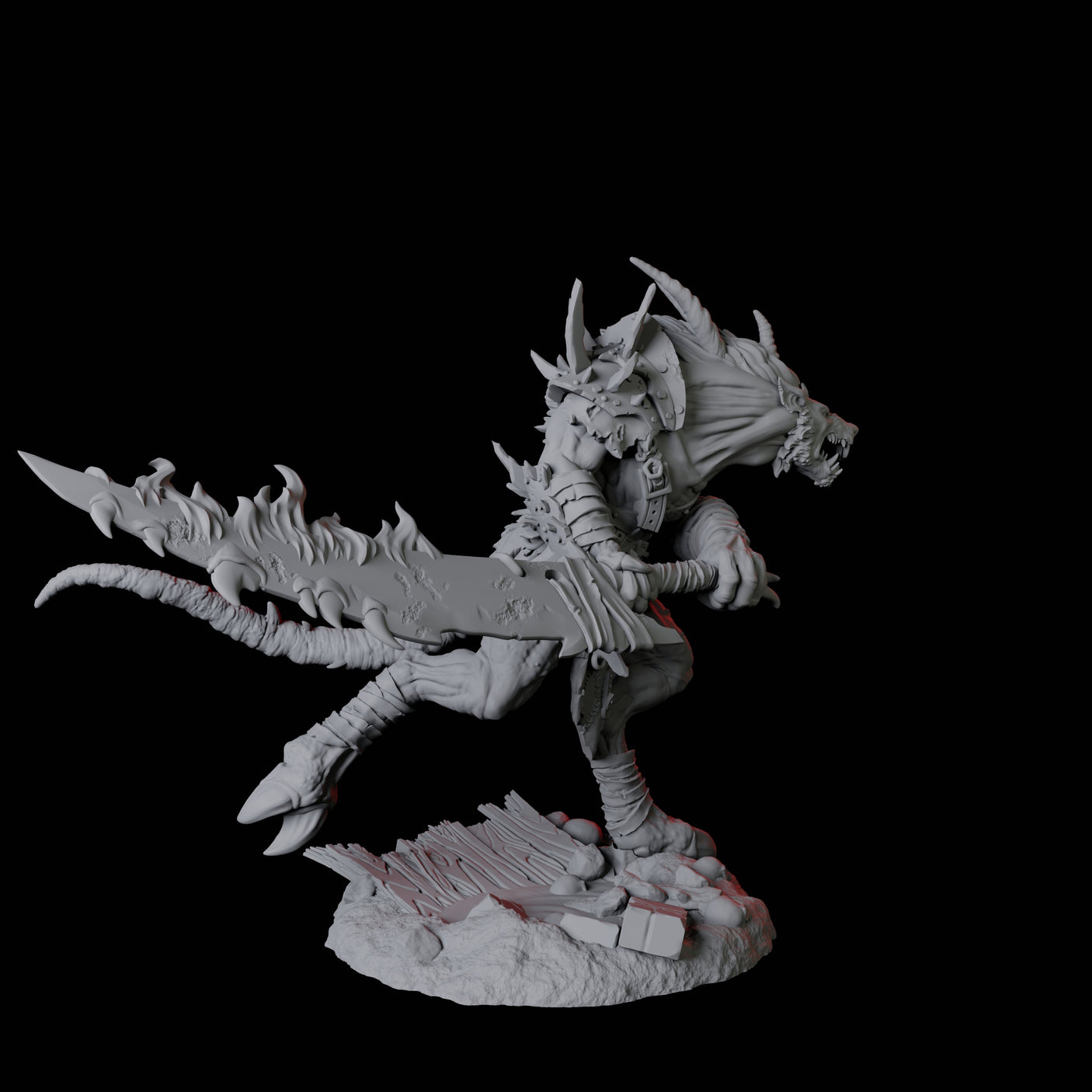 Four Blackfang Mutant Ratfolk Miniature for Dungeons and Dragons, Pathfinder or other TTRPGs