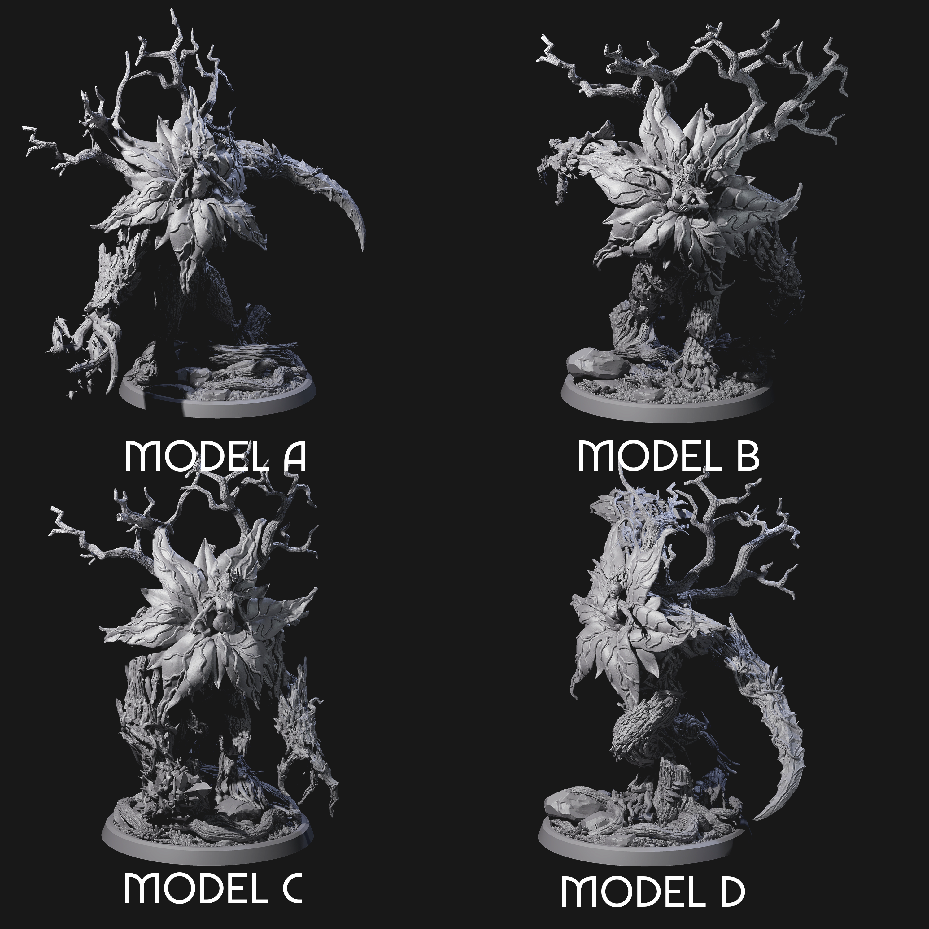 Four Blooming Bodythief Blossoms Miniature for Dungeons and Dragons, Pathfinder or other TTRPGs