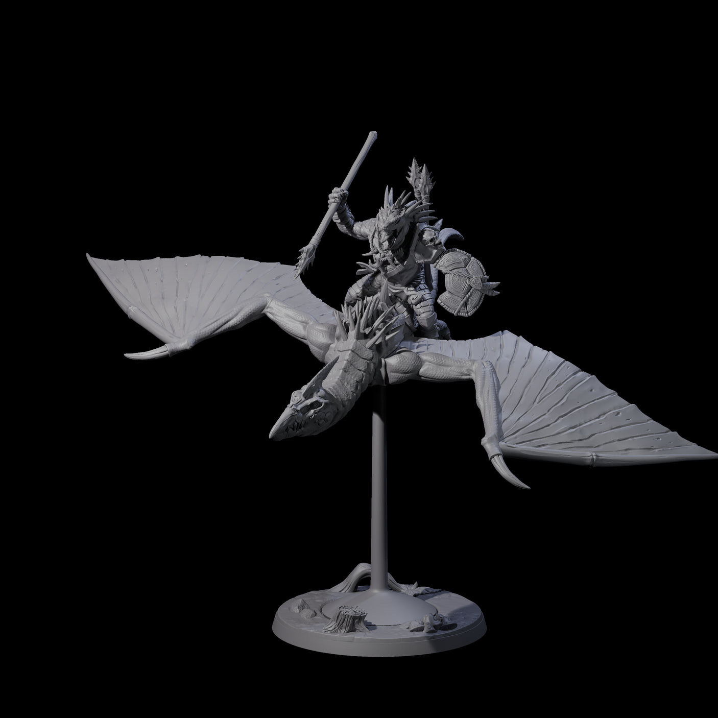 Four Boiling Lizardfolk Pteranodon Riders Miniature for Dungeons and Dragons, Pathfinder or other TTRPGs
