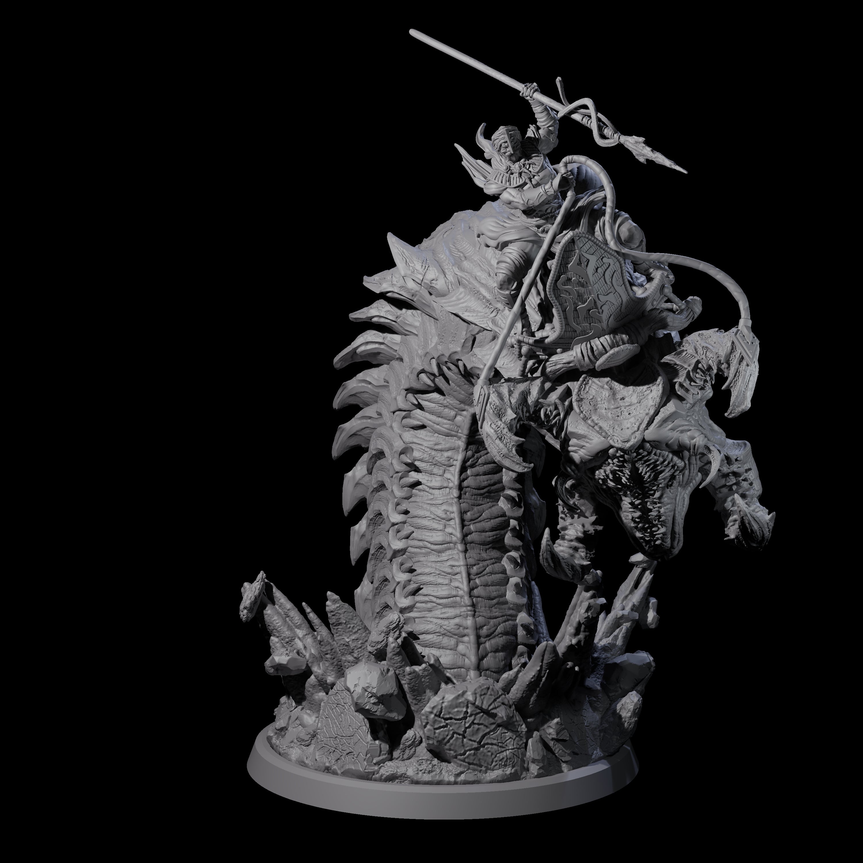 Four Bucking Purple Worm Riders Miniature for Dungeons and Dragons, Pathfinder or other TTRPGs