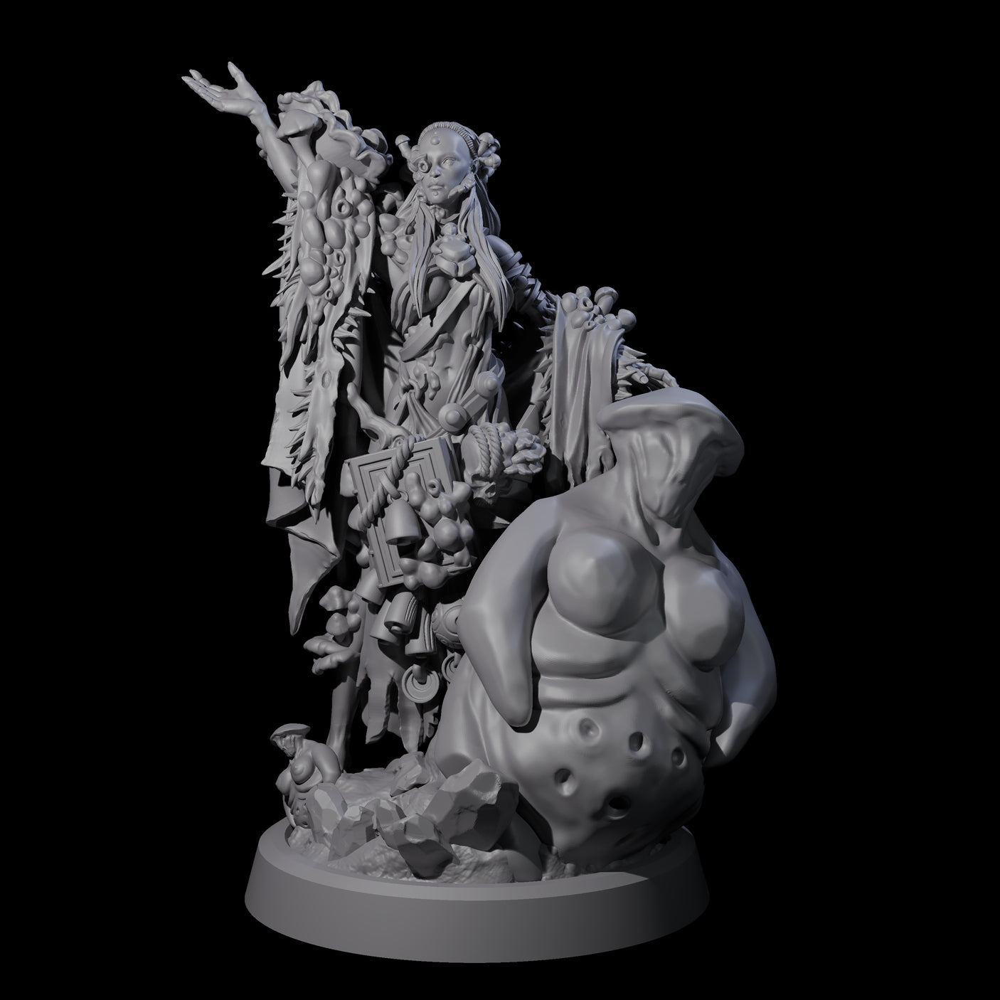 Four Casting Spore Priests Miniature for Dungeons and Dragons, Pathfinder or other TTRPGs