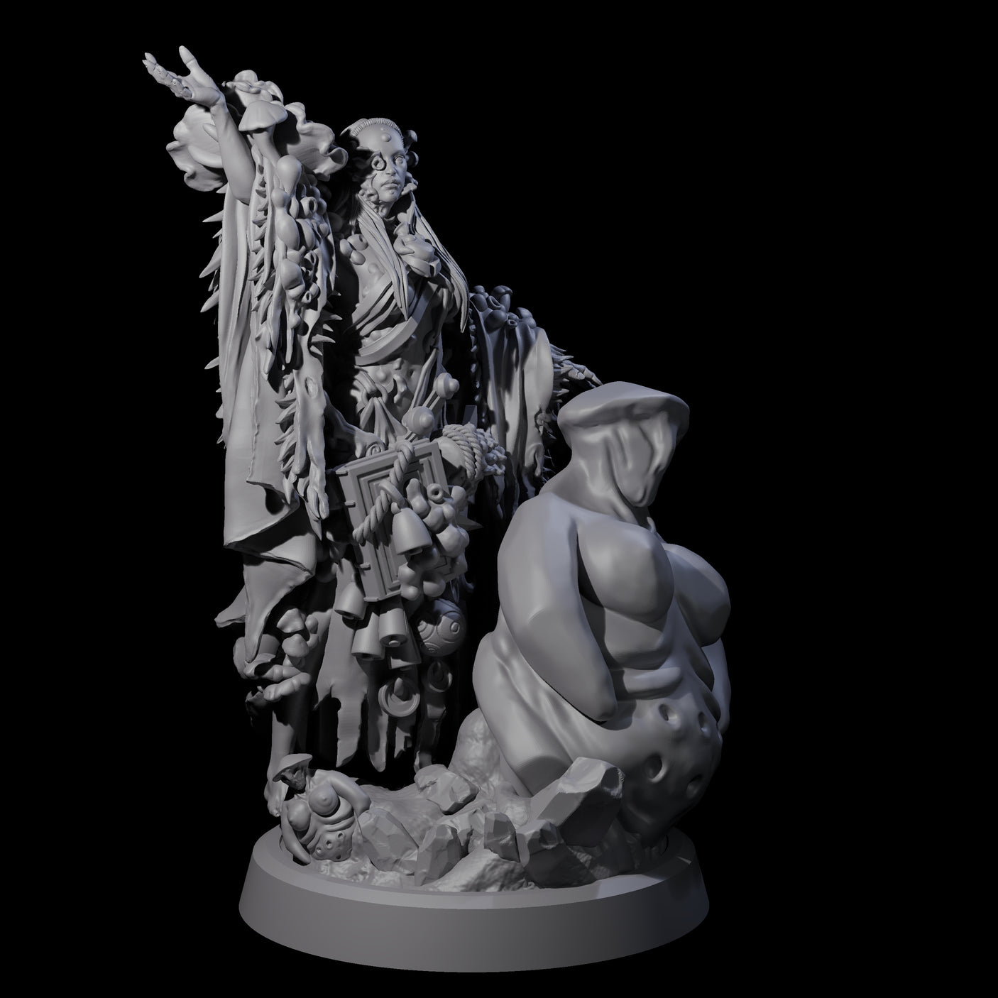 Four Casting Spore Priests Miniature for Dungeons and Dragons, Pathfinder or other TTRPGs