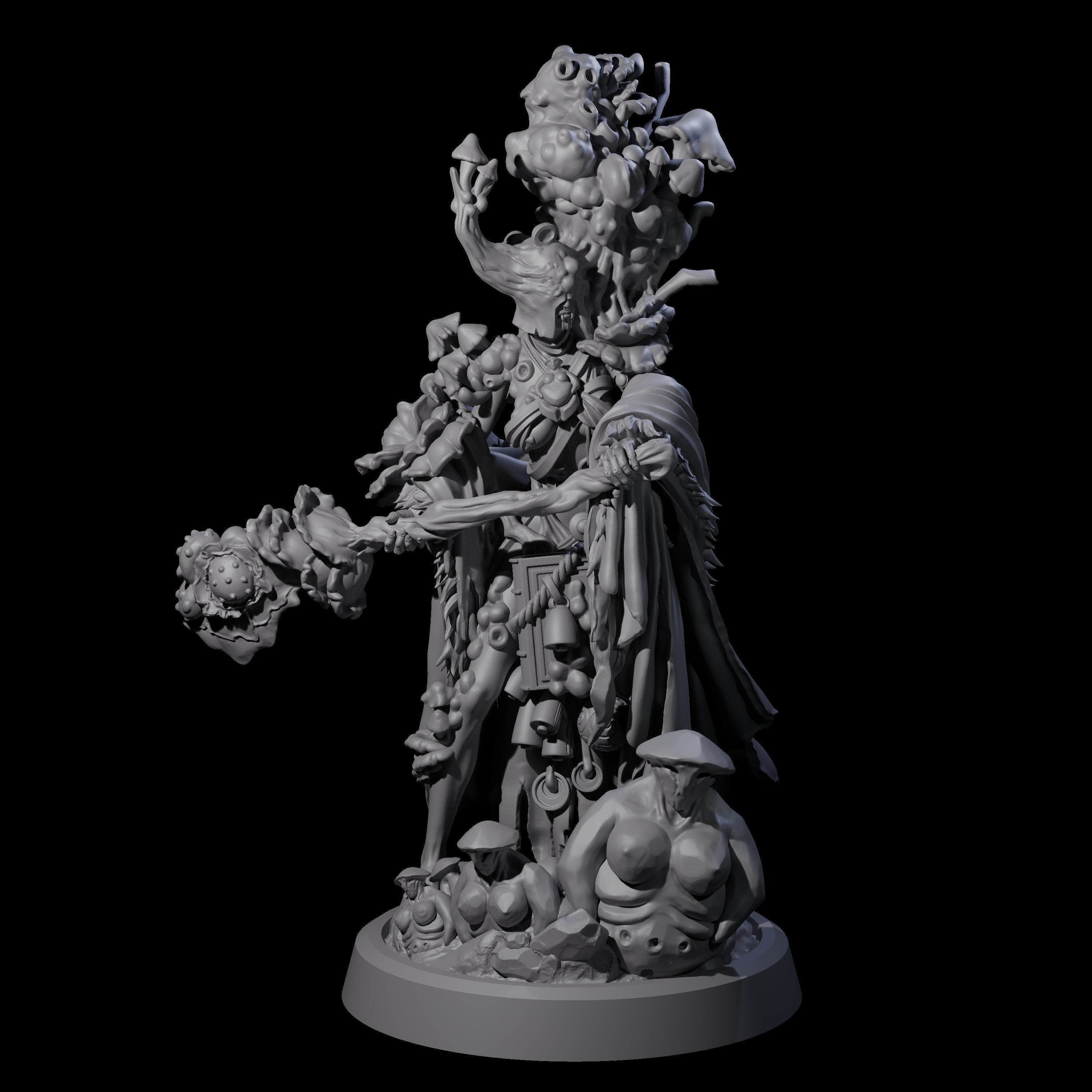 Four Casting Spore Priests Miniature for Dungeons and Dragons, Pathfinder or other TTRPGs