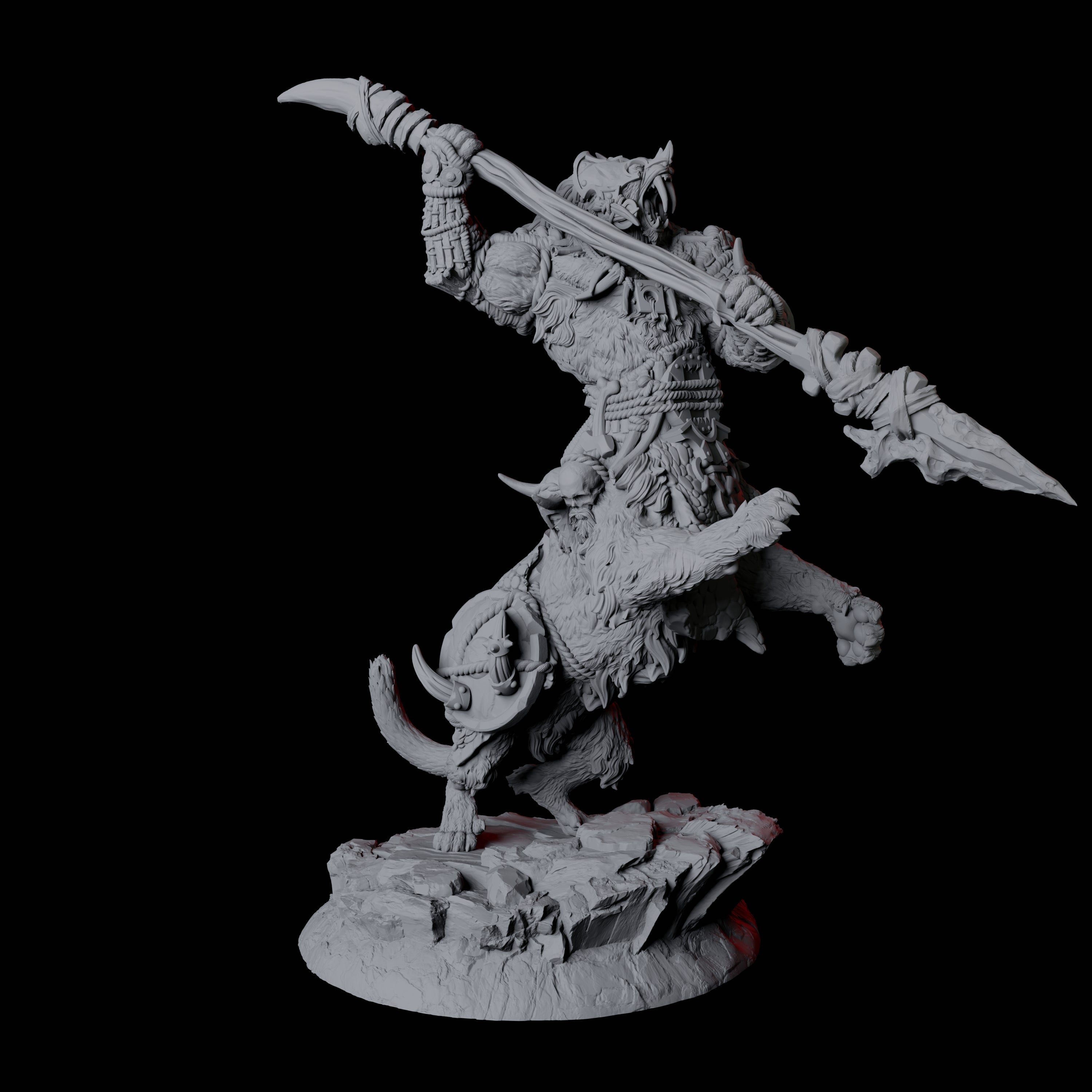 Four Cat Bear Centaurs Miniature for Dungeons and Dragons, Pathfinder or other TTRPGs