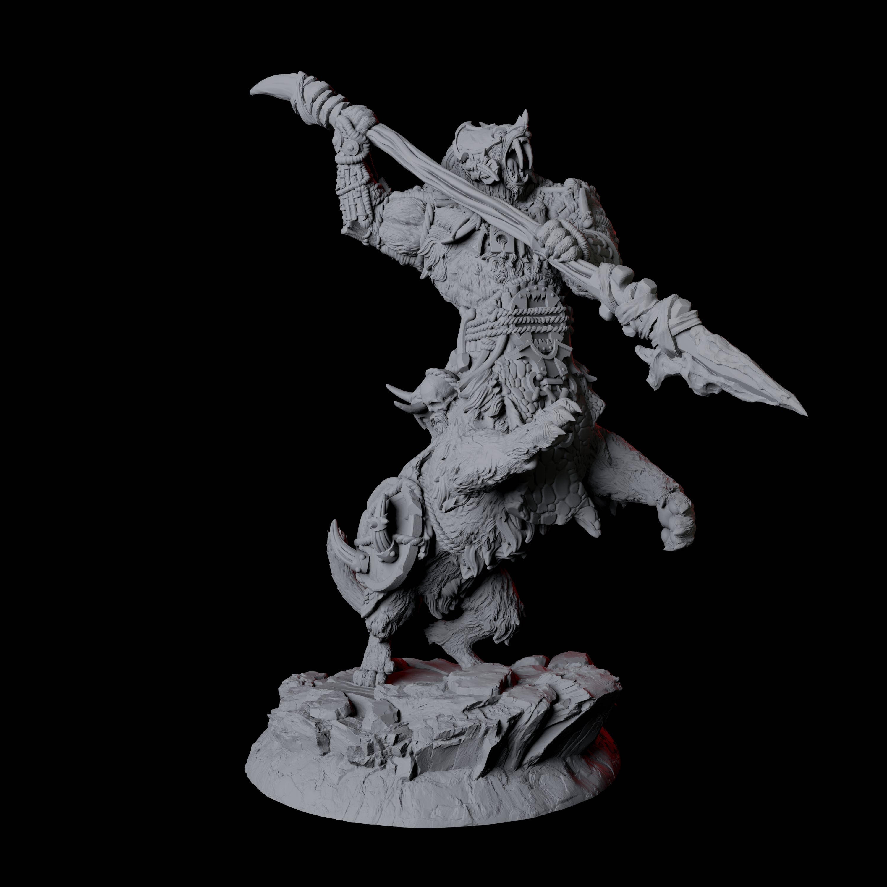 Four Cat Bear Centaurs Miniature for Dungeons and Dragons, Pathfinder or other TTRPGs