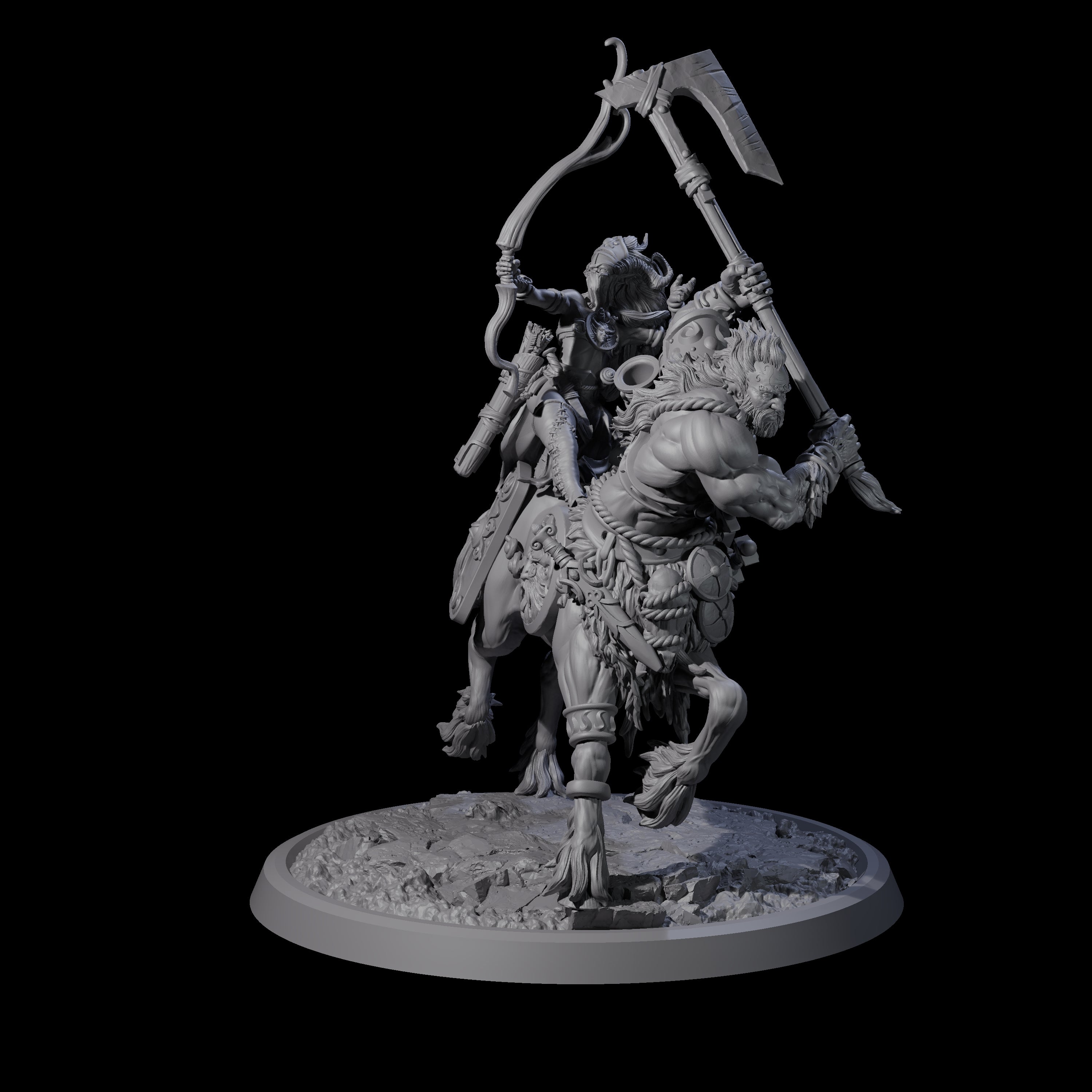 Four Centaur Elf Teamups Miniature for Dungeons and Dragons, Pathfinder or other TTRPGs
