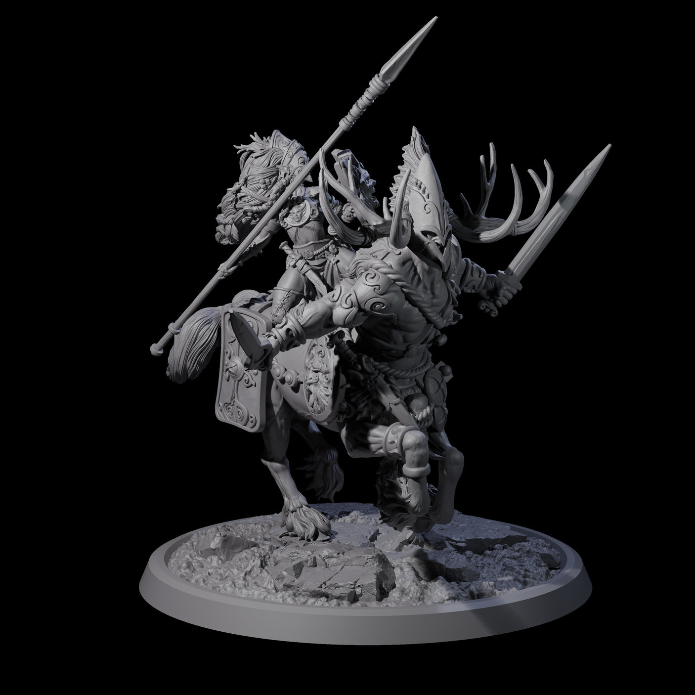 Four Centaur Elf Teamups Miniature for Dungeons and Dragons, Pathfinder or other TTRPGs