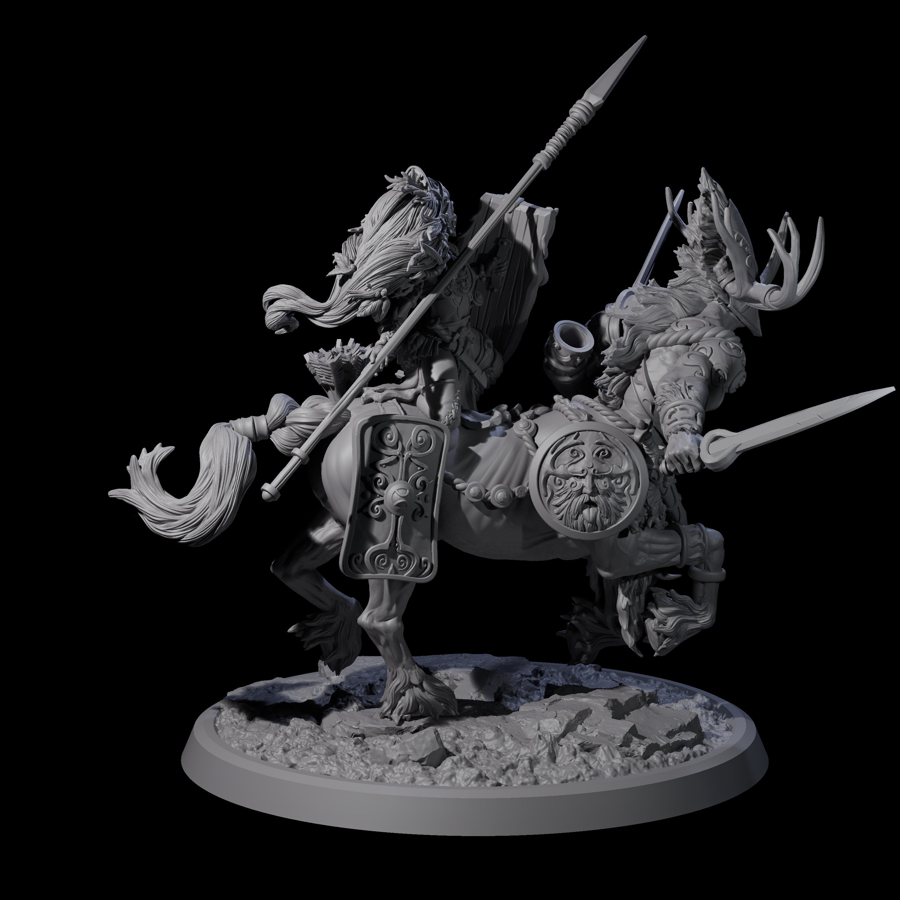 Four Centaur Elf Teamups Miniature for Dungeons and Dragons, Pathfinder or other TTRPGs