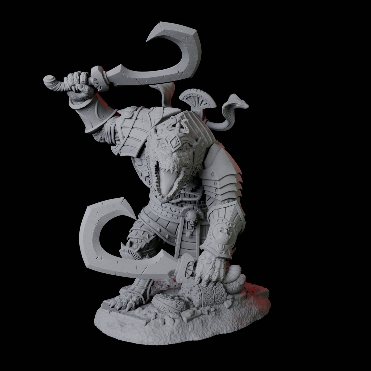 Four Charging Crocodile Lizardfolk Soldiers Miniature for Dungeons and Dragons, Pathfinder or other TTRPGs