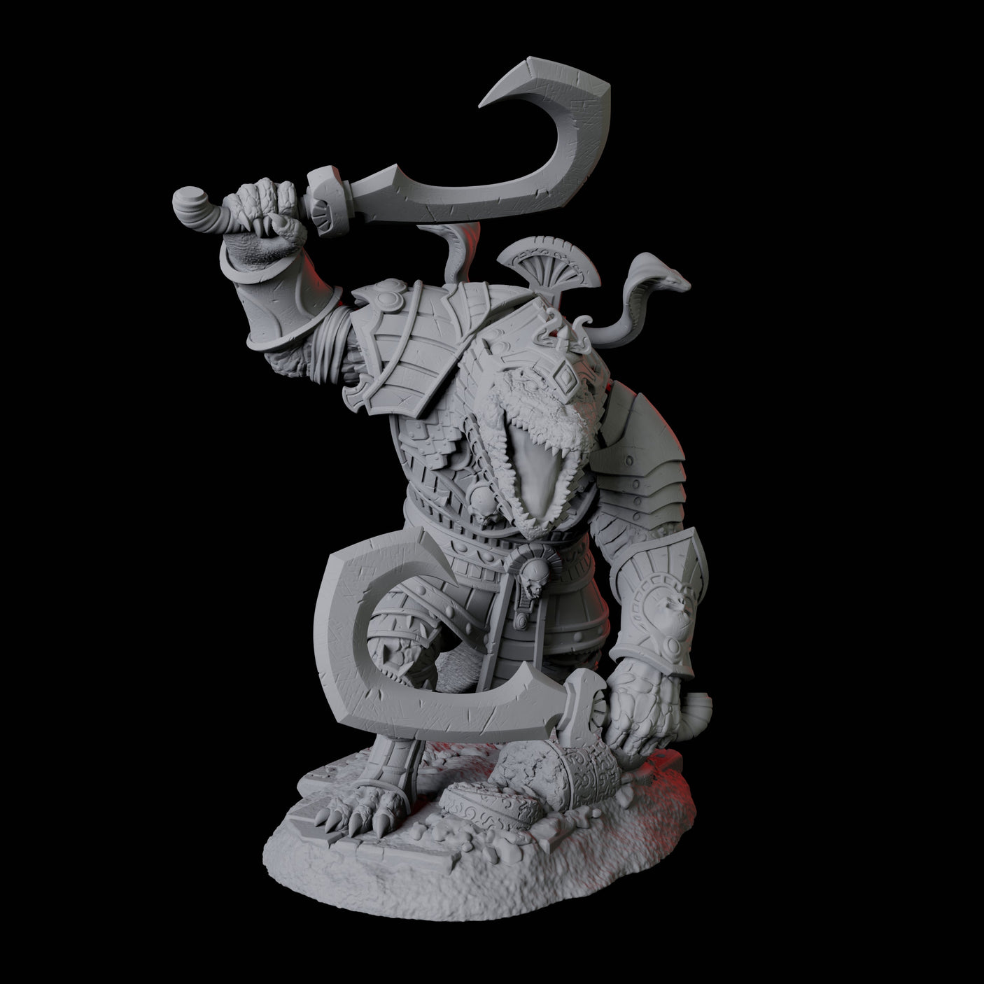 Four Charging Crocodile Lizardfolk Soldiers Miniature for Dungeons and Dragons, Pathfinder or other TTRPGs