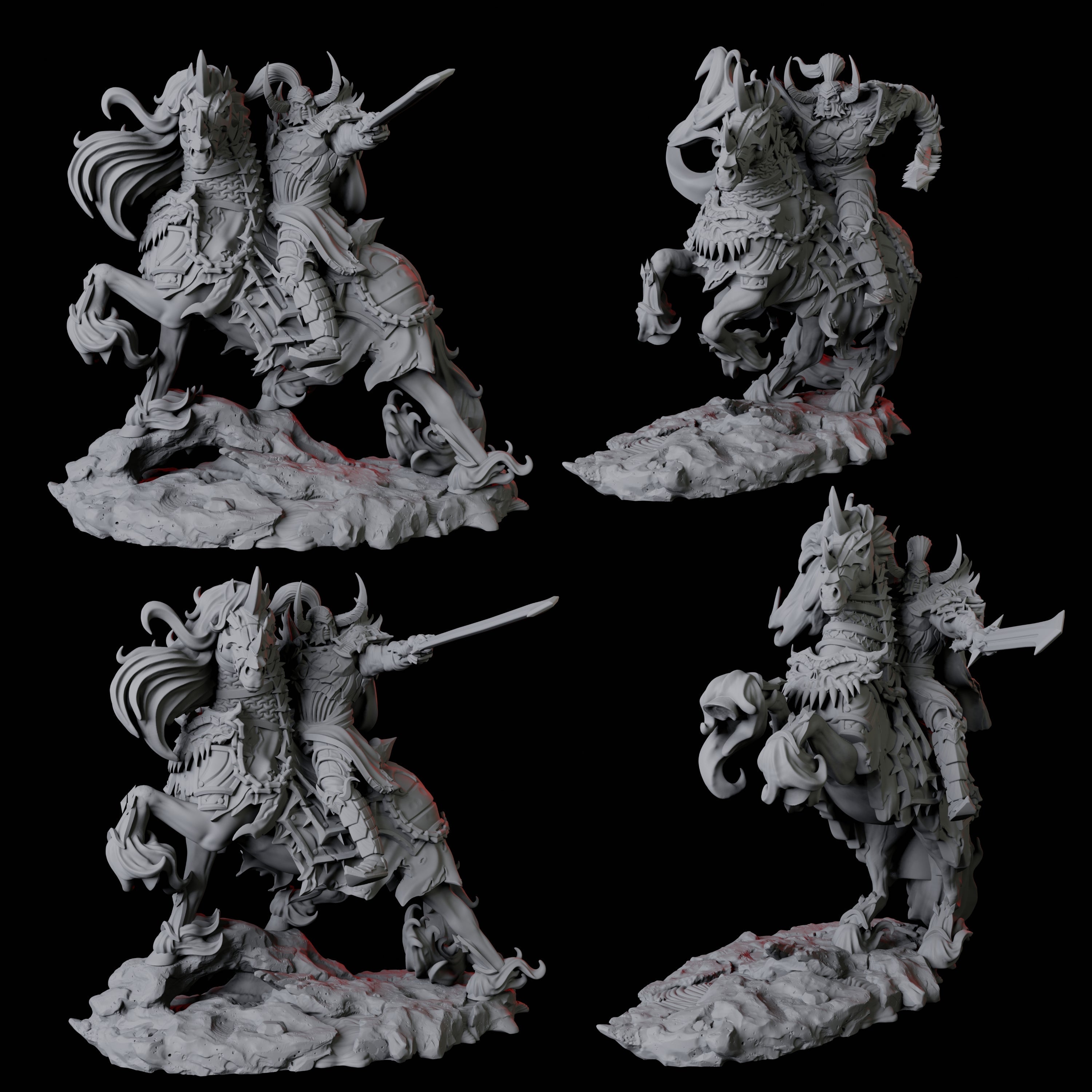 Four Charging Hellknights Miniature for Dungeons and Dragons, Pathfinder or other TTRPGs