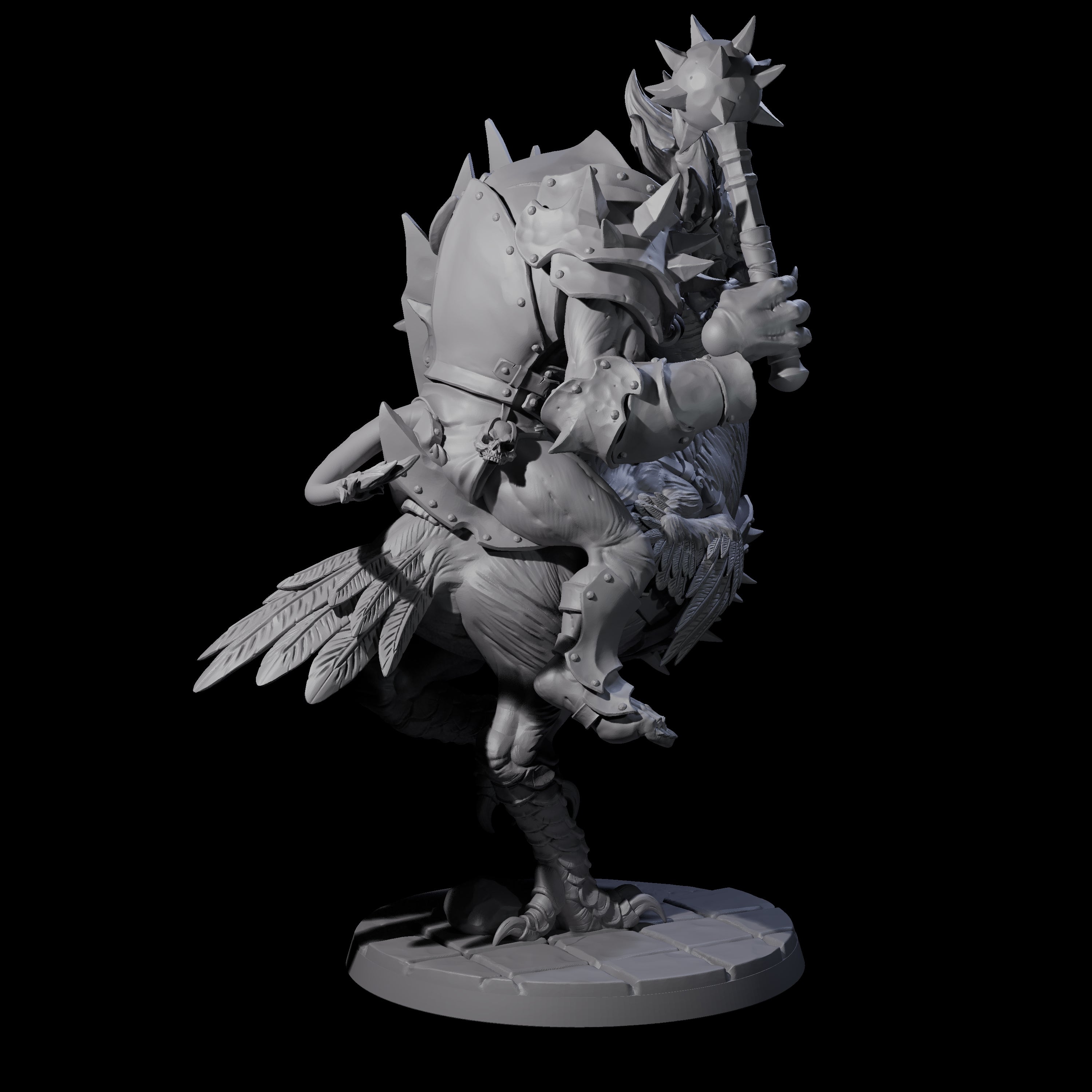 Four Charging Troll Riders on Axe Beaks Miniature for Dungeons and Dragons, Pathfinder or other TTRPGs