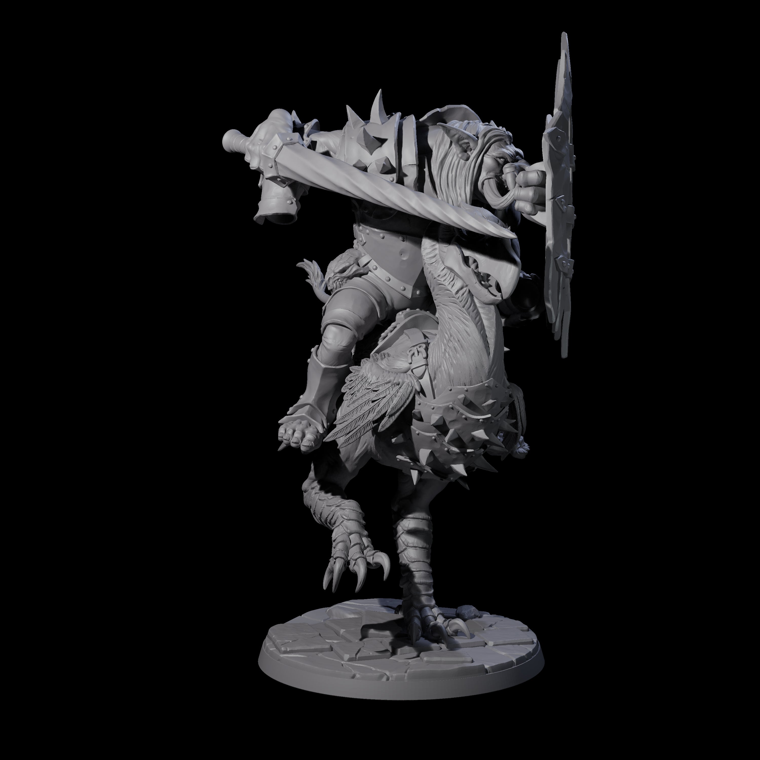 Four Charging Troll Riders on Axe Beaks Miniature for Dungeons and Dragons, Pathfinder or other TTRPGs