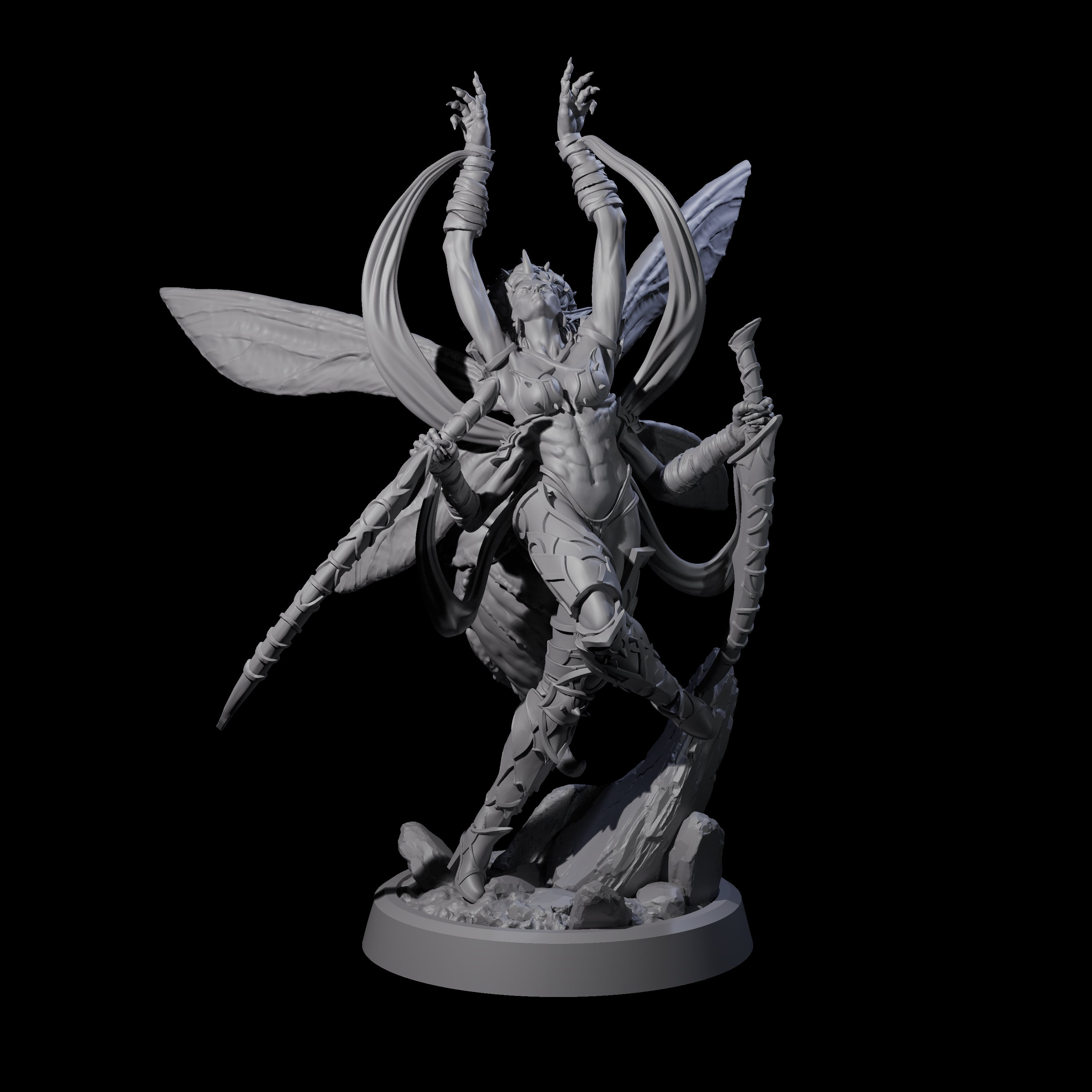 Four Chitinous Psionic Seers Miniature for Dungeons and Dragons, Pathfinder or other TTRPGs