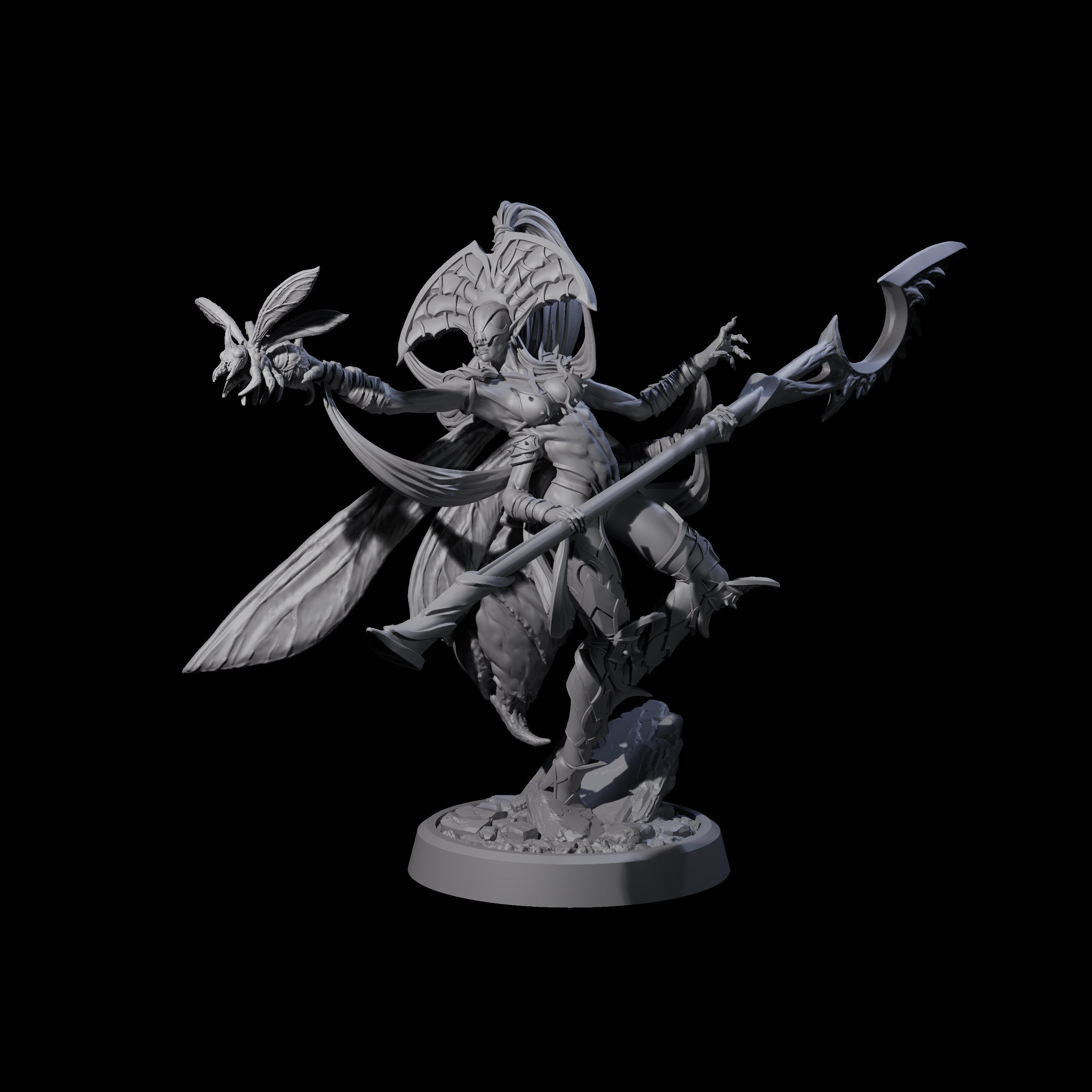 Four Chitinous Psionic Seers Miniature for Dungeons and Dragons, Pathfinder or other TTRPGs
