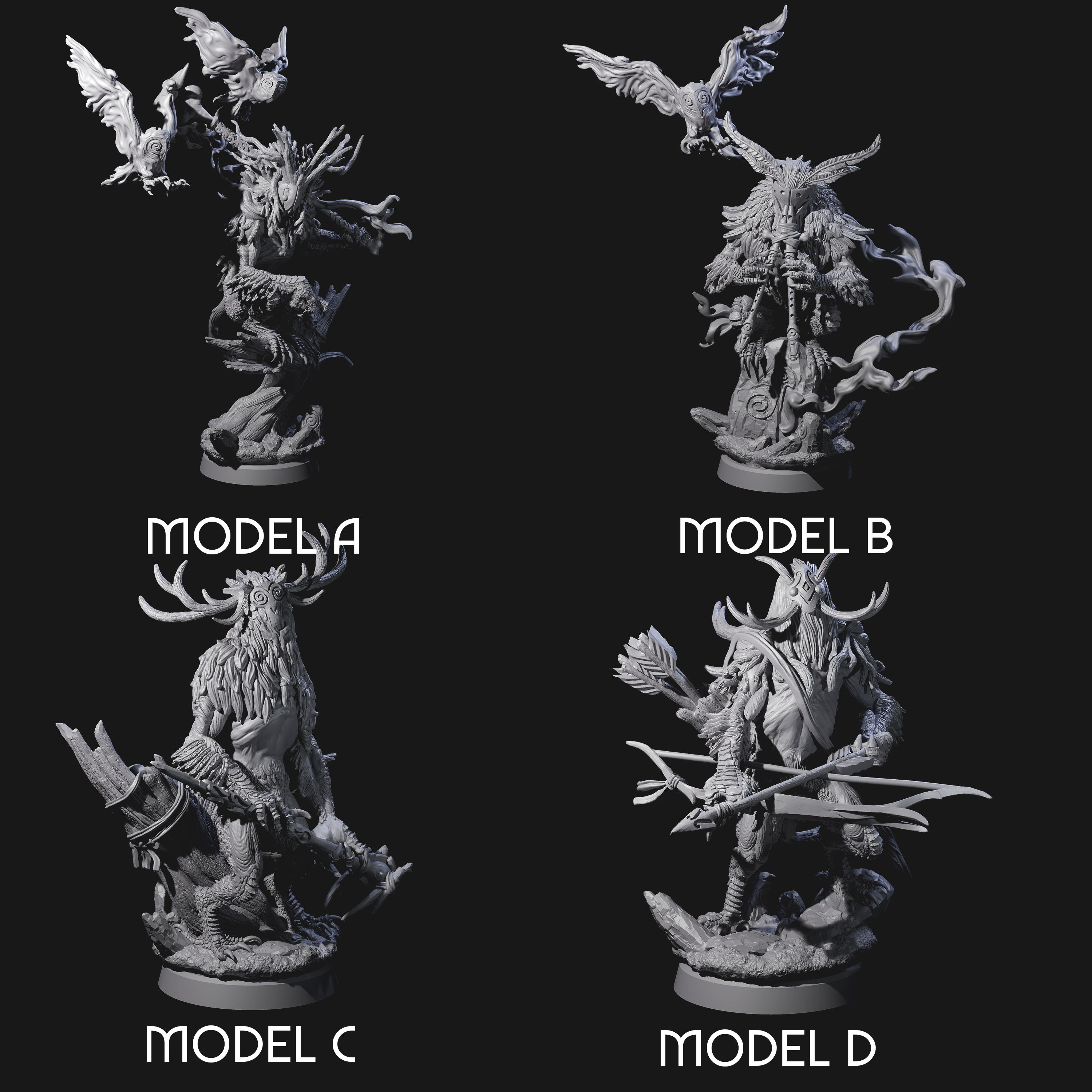 Four Clawed Forest Guardians Miniature for Dungeons and Dragons, Pathfinder or other TTRPGs