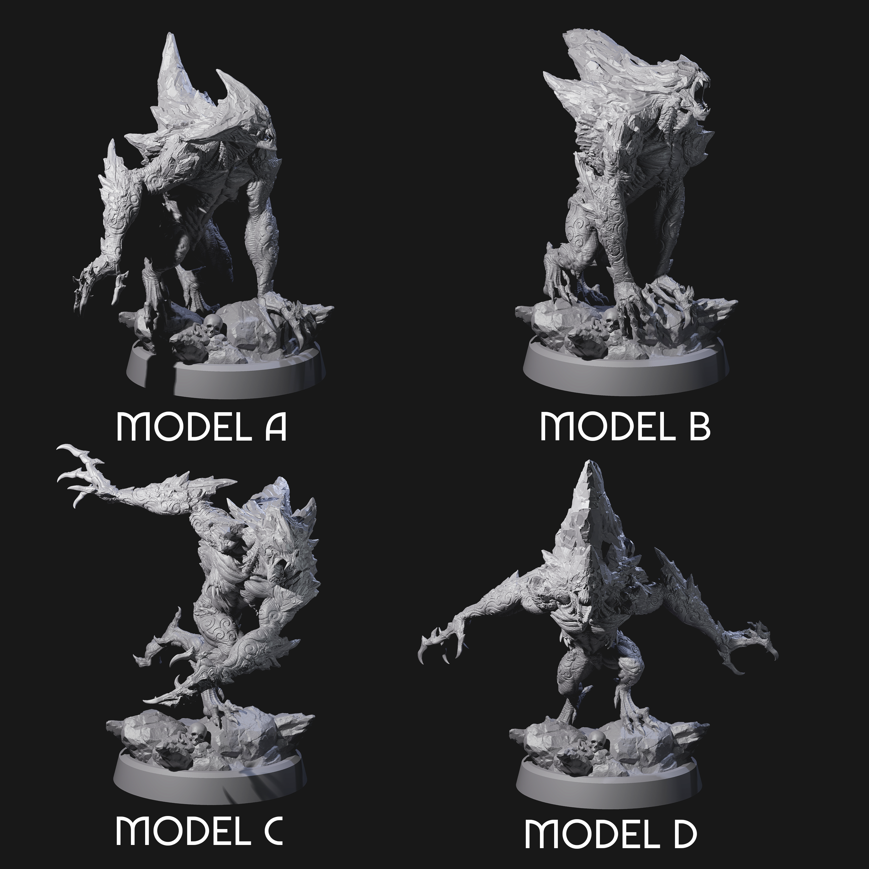 Four Cracked Destrachan Horrors Miniature for Dungeons and Dragons, Pathfinder or other TTRPGs