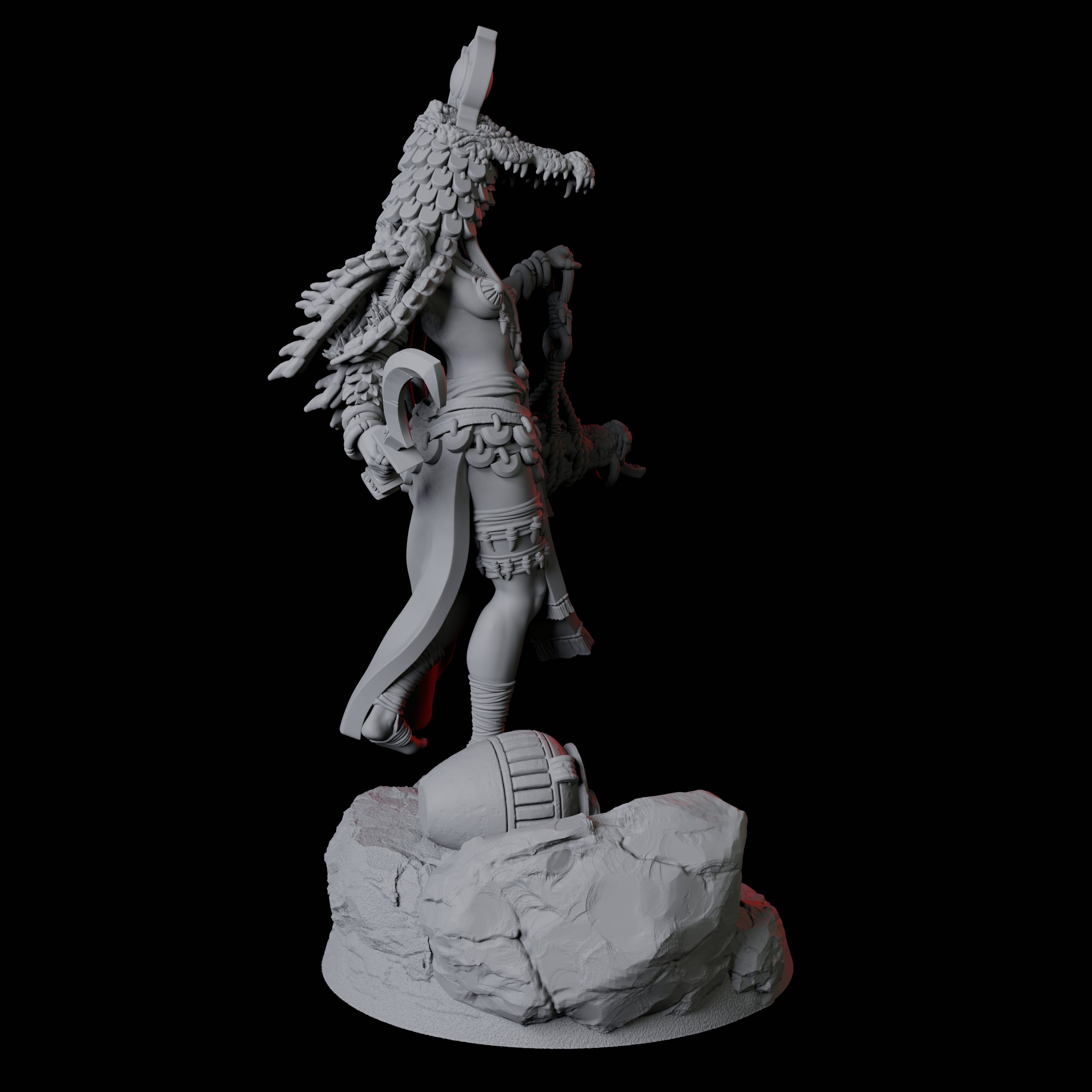 Four Crocodile Priestesses Miniature for Dungeons and Dragons, Pathfinder or other TTRPGs