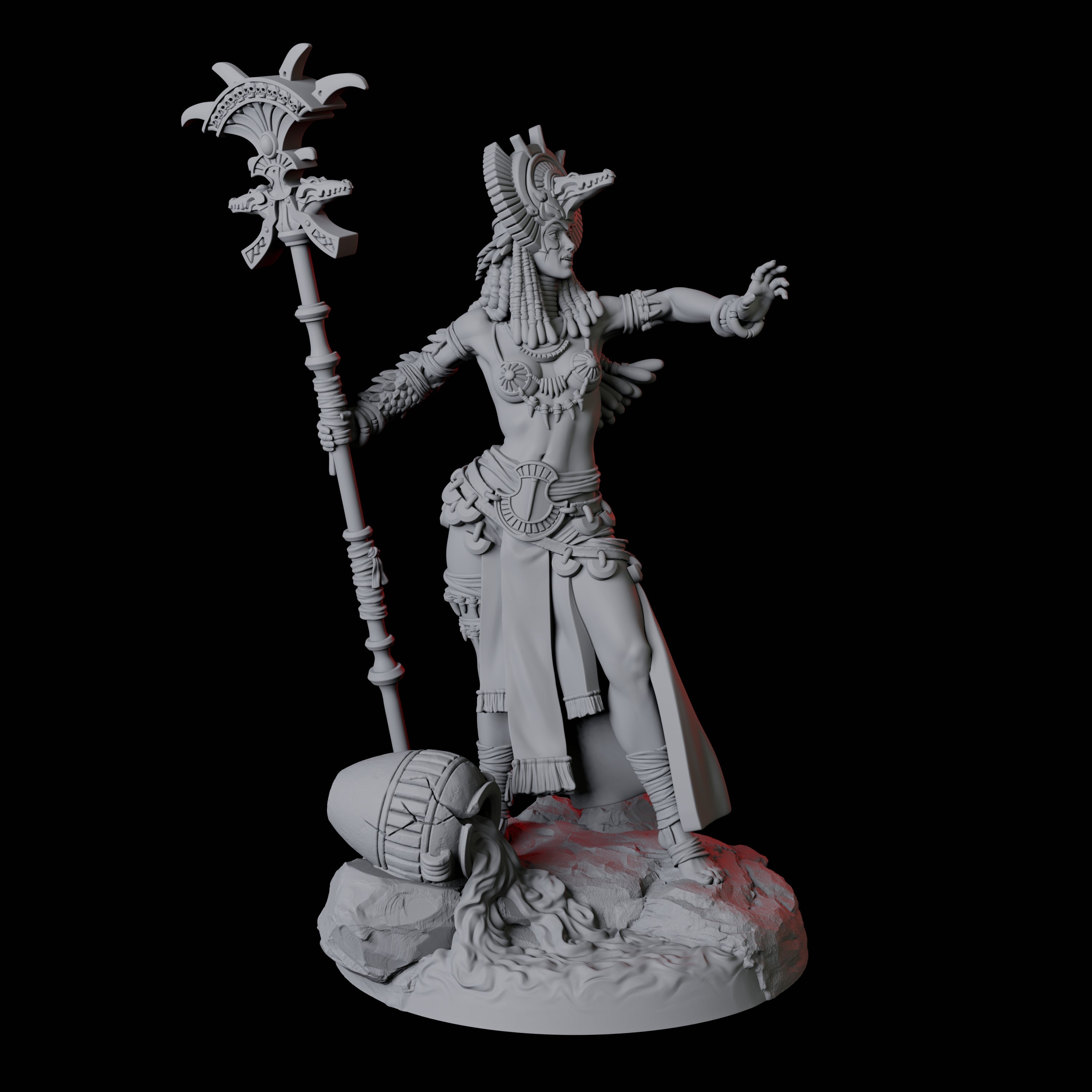 Four Crocodile Priestesses Miniature for Dungeons and Dragons, Pathfinder or other TTRPGs