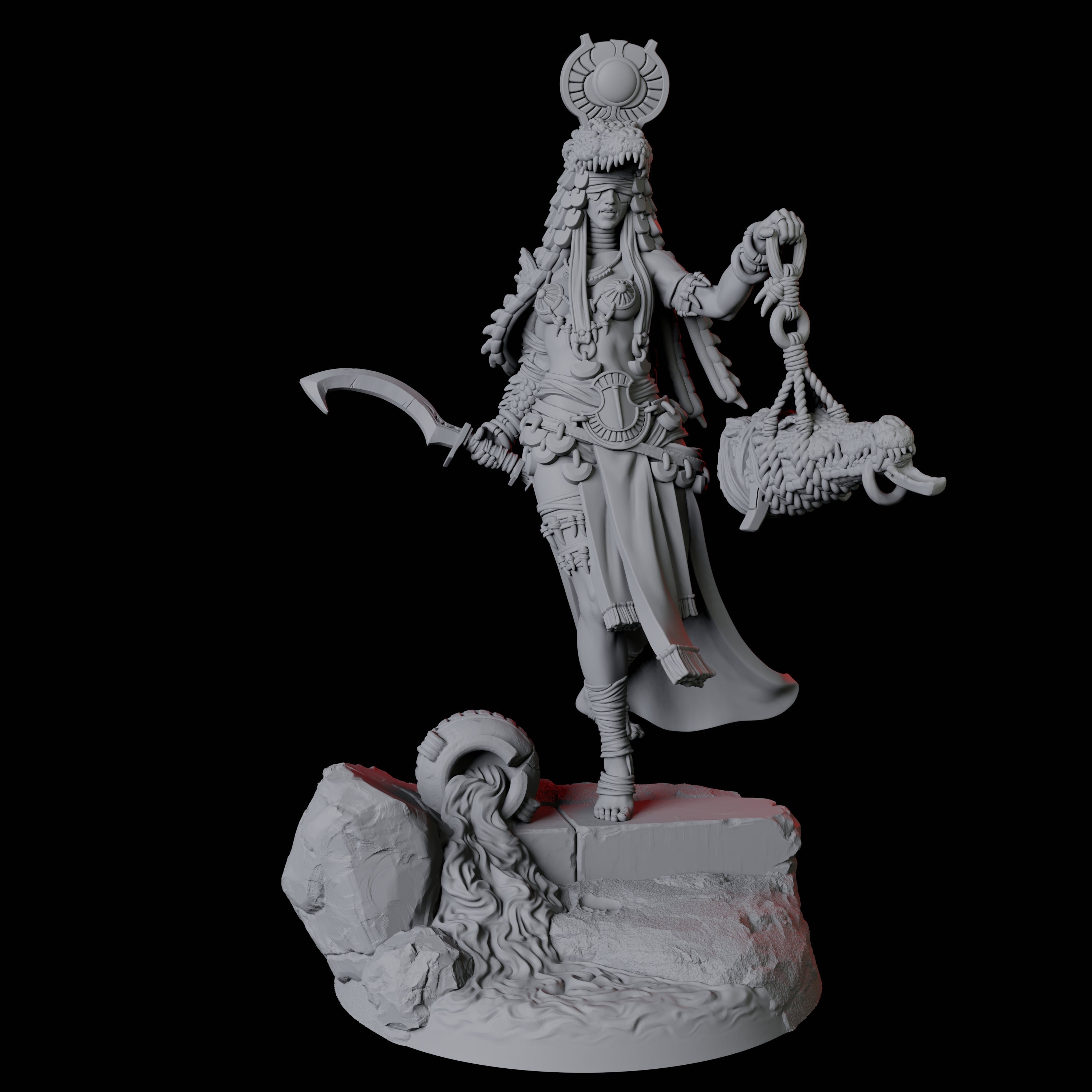 Four Crocodile Priestesses Miniature for Dungeons and Dragons, Pathfinder or other TTRPGs