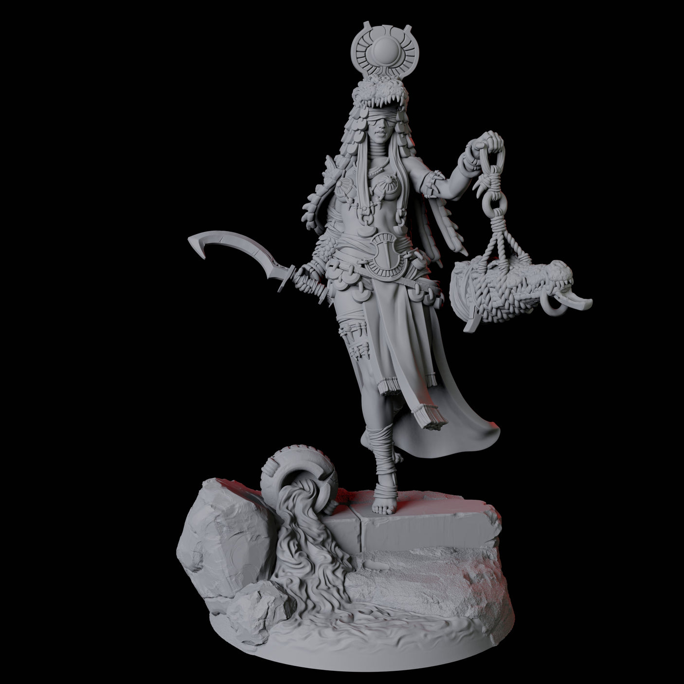 Four Crocodile Priestesses Miniature for Dungeons and Dragons, Pathfinder or other TTRPGs