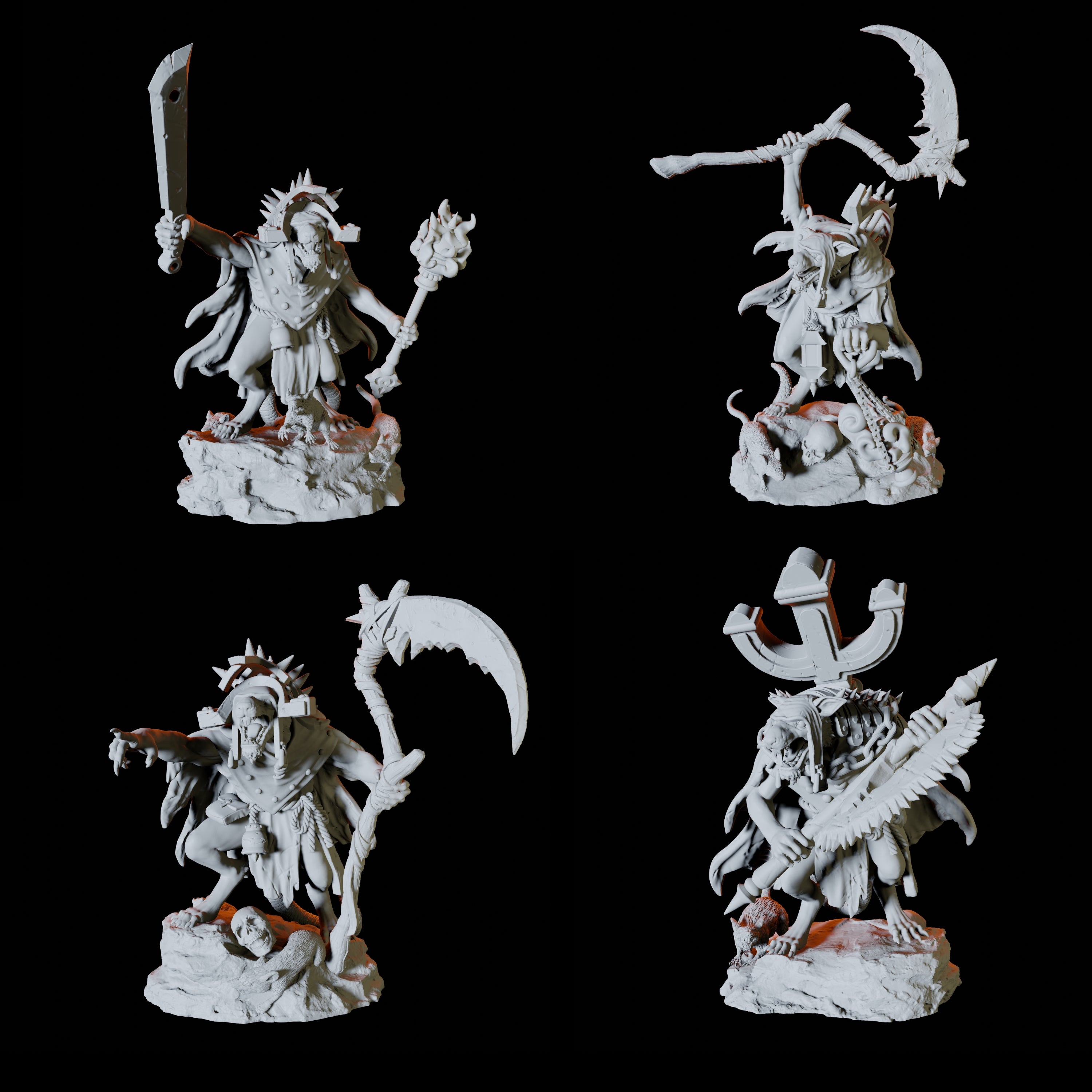 Four Crusader Ratfolk Miniature for Dungeons and Dragons, Pathfinder or other TTRPGs