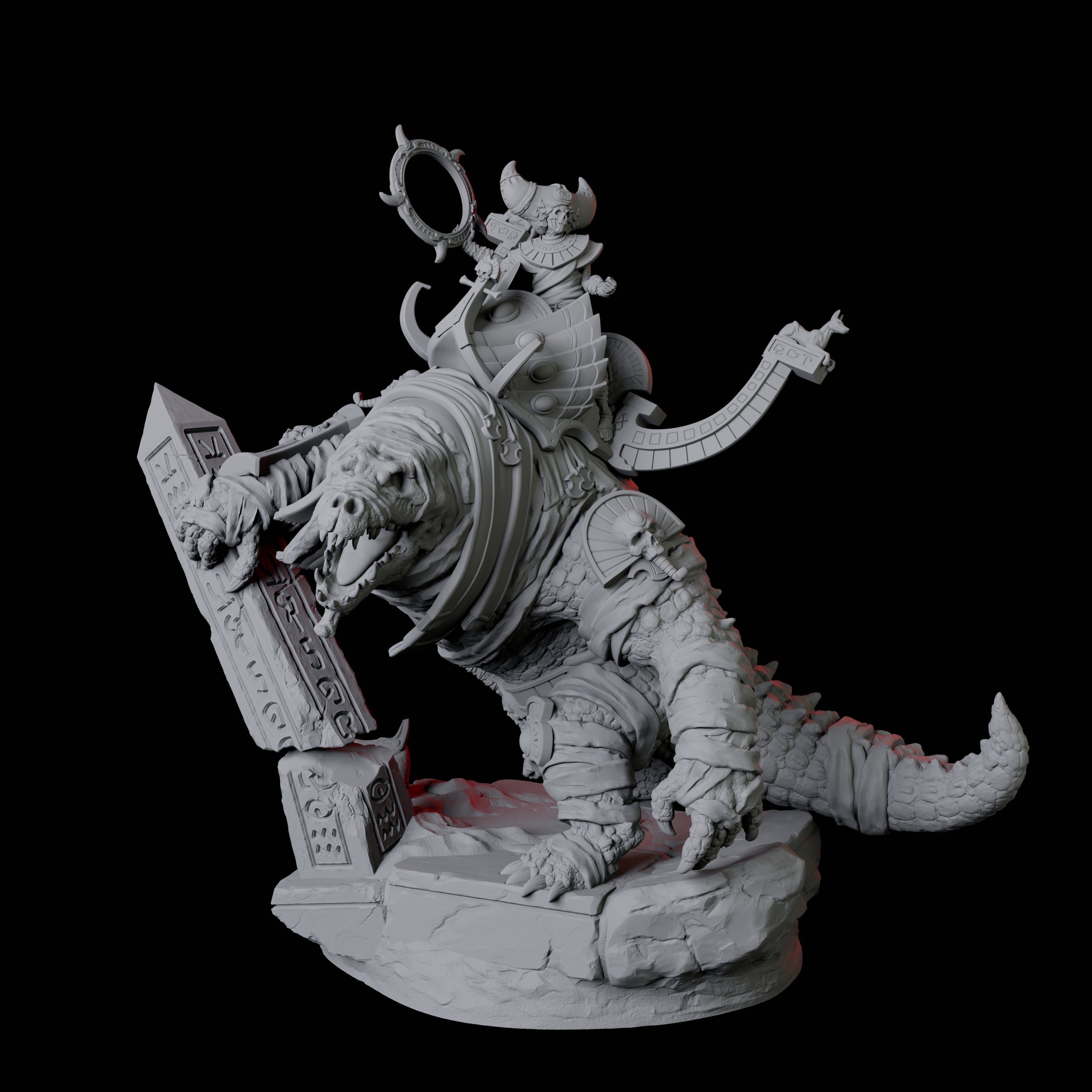 Four Cultists Riding Giant Crocodiles Miniature for Dungeons and Dragons, Pathfinder or other TTRPGs