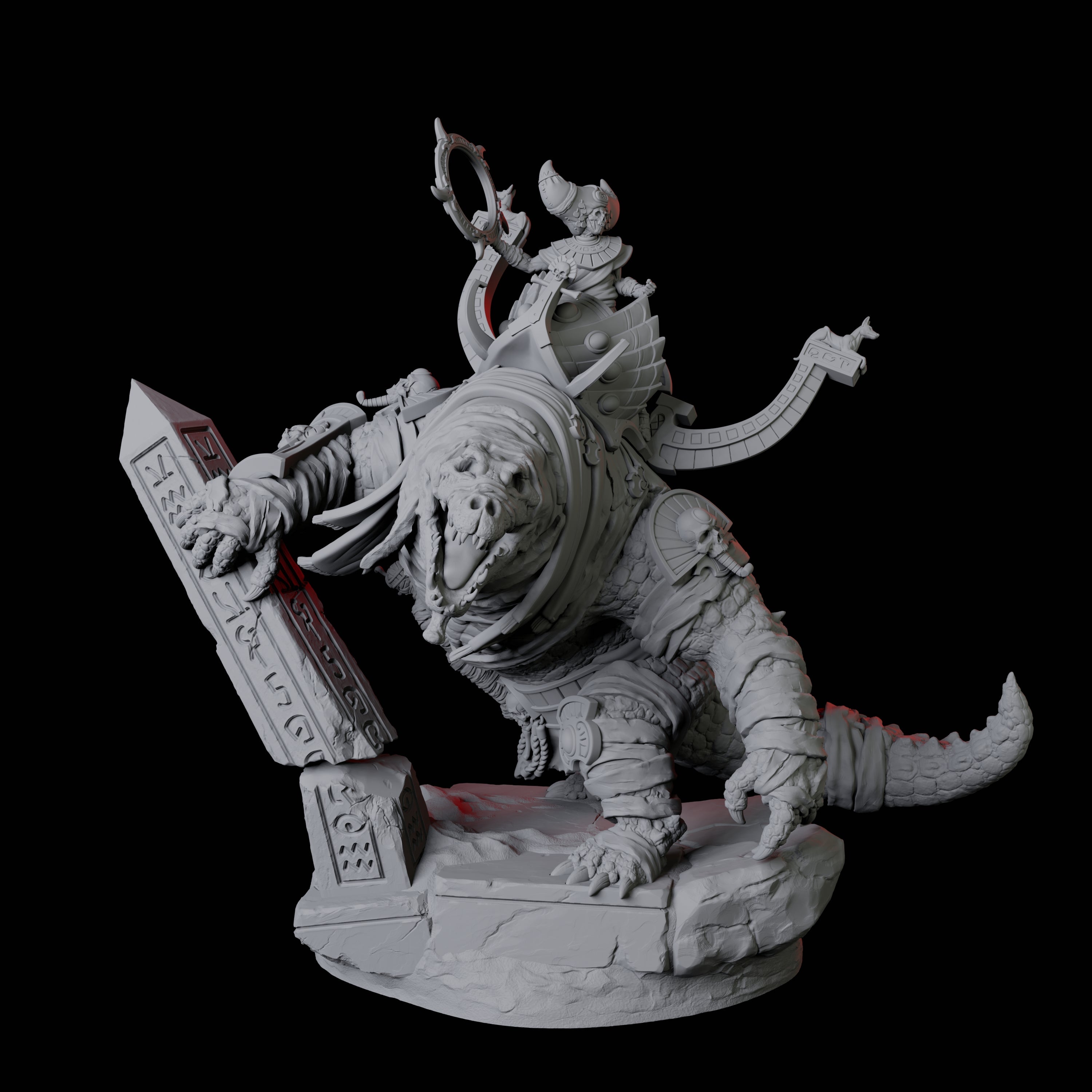 Four Cultists Riding Giant Crocodiles Miniature for Dungeons and Dragons, Pathfinder or other TTRPGs