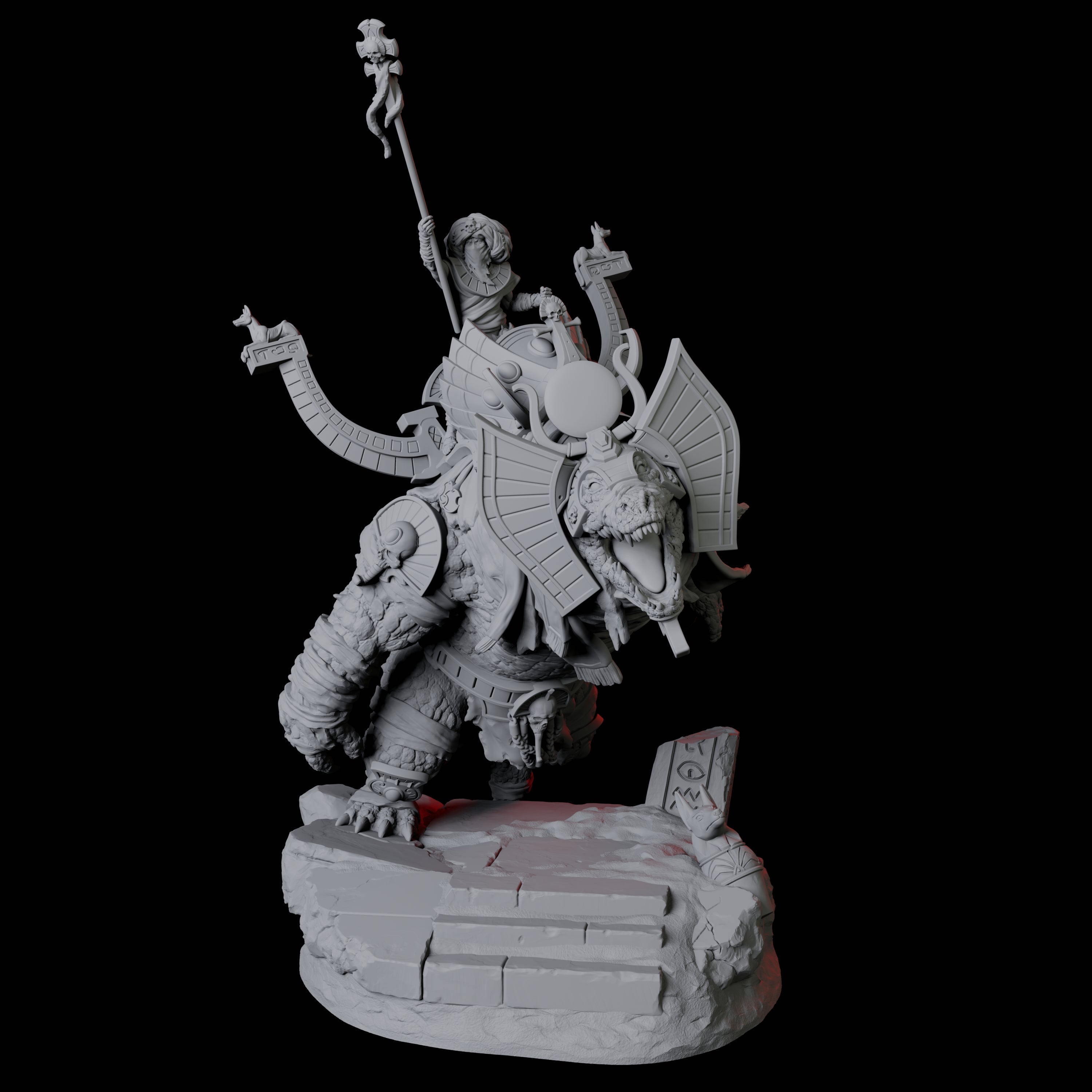 Four Cultists Riding Giant Crocodiles Miniature for Dungeons and Dragons, Pathfinder or other TTRPGs