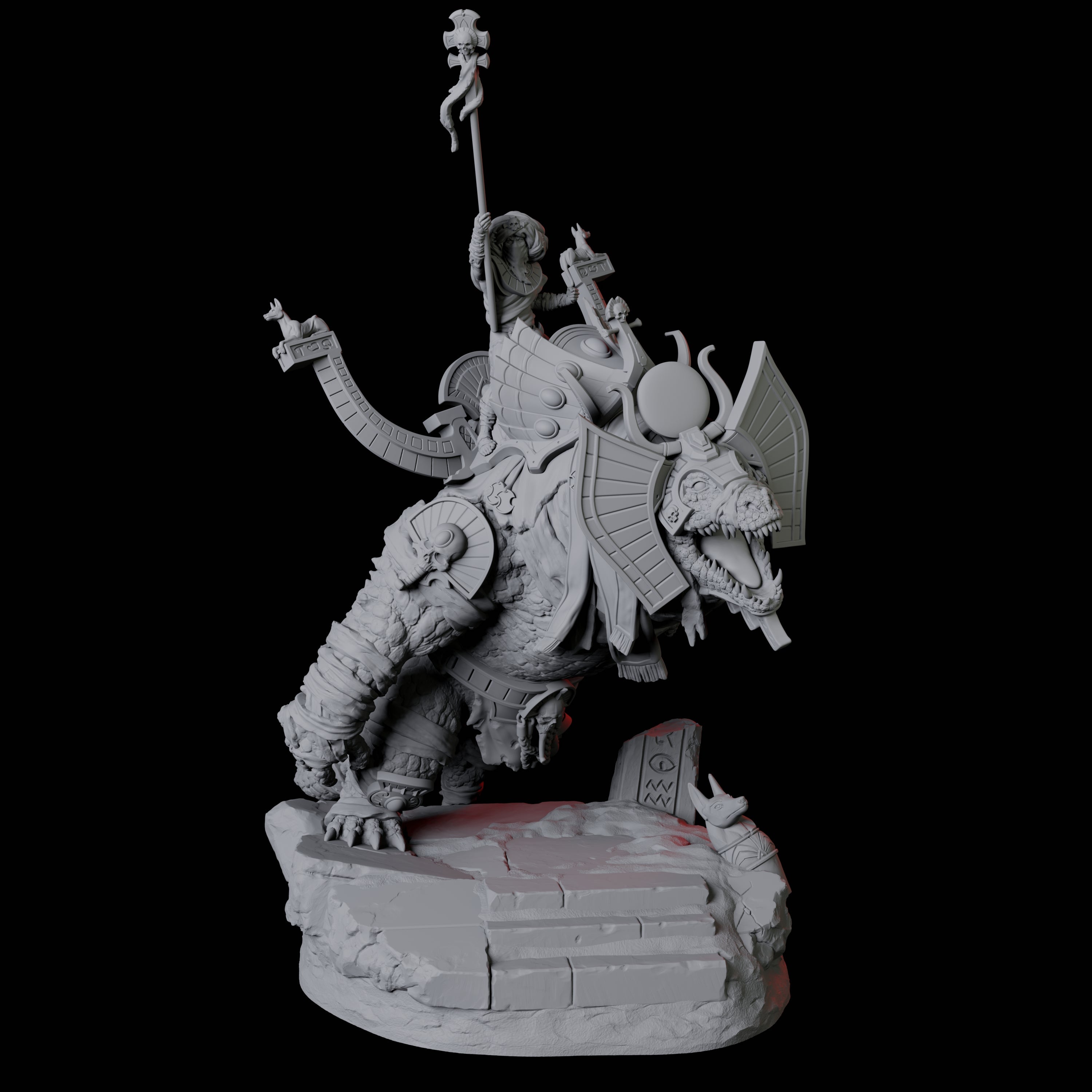 Four Cultists Riding Giant Crocodiles Miniature for Dungeons and Dragons, Pathfinder or other TTRPGs