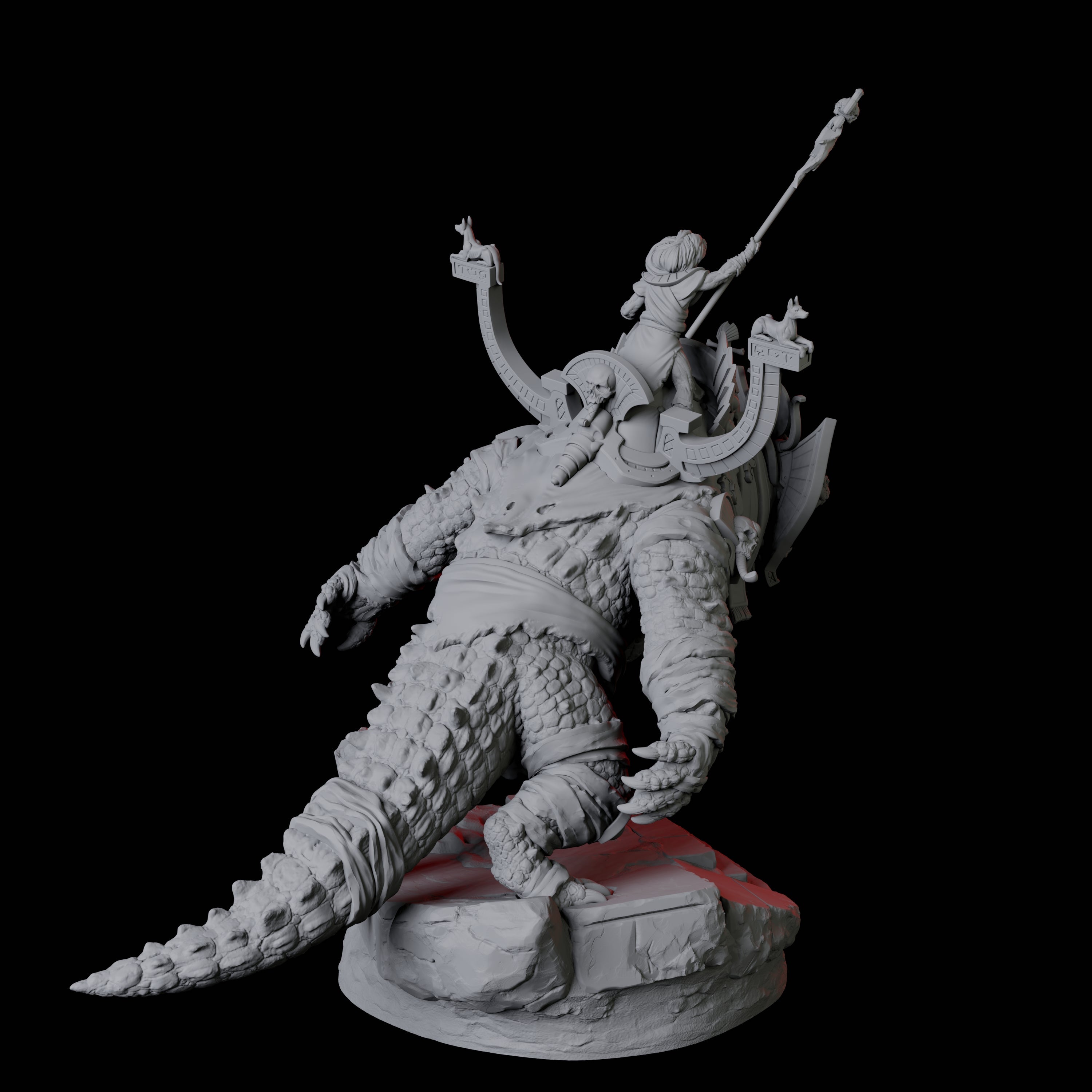 Four Cultists Riding Giant Crocodiles Miniature for Dungeons and Dragons, Pathfinder or other TTRPGs