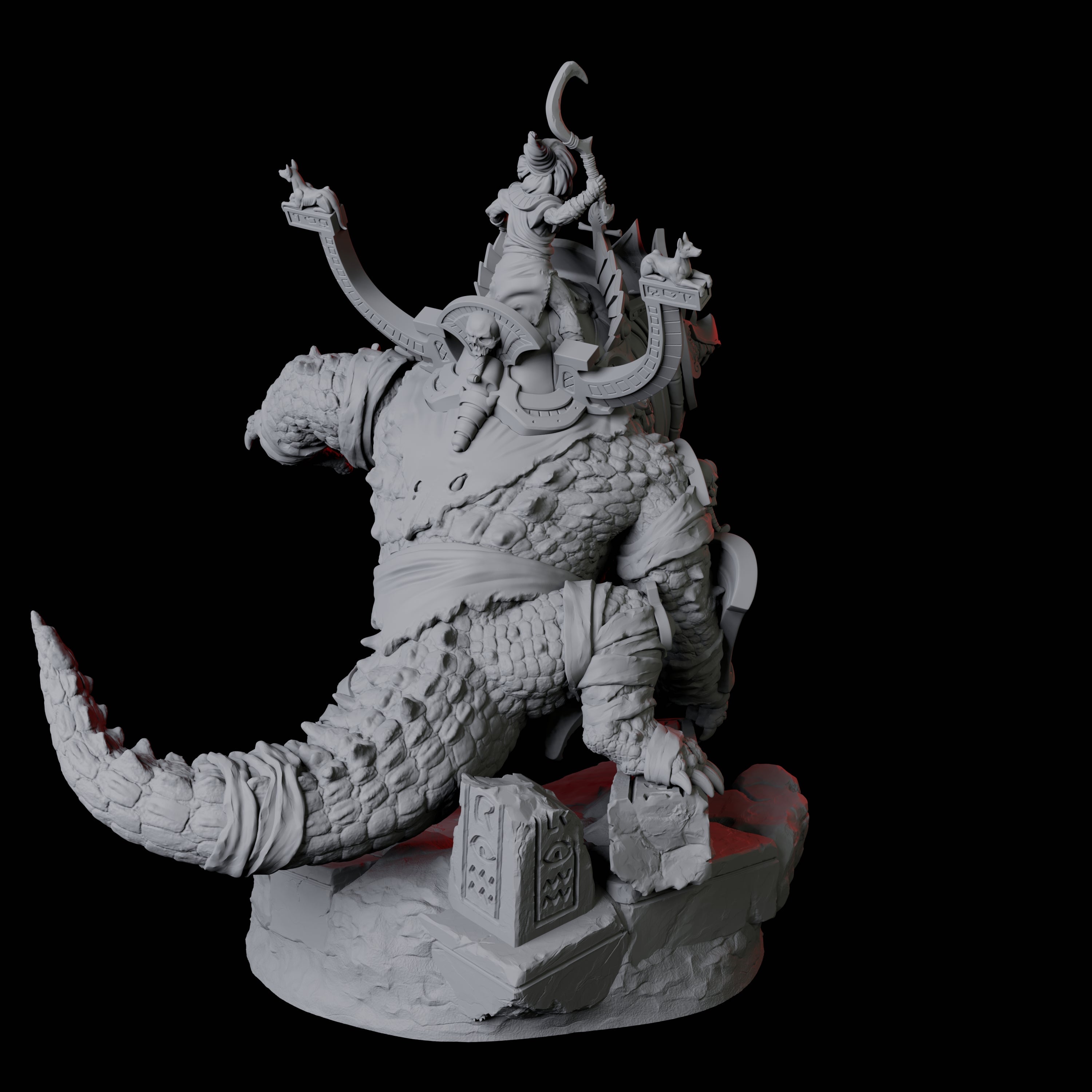 Four Cultists Riding Giant Crocodiles Miniature for Dungeons and Dragons, Pathfinder or other TTRPGs